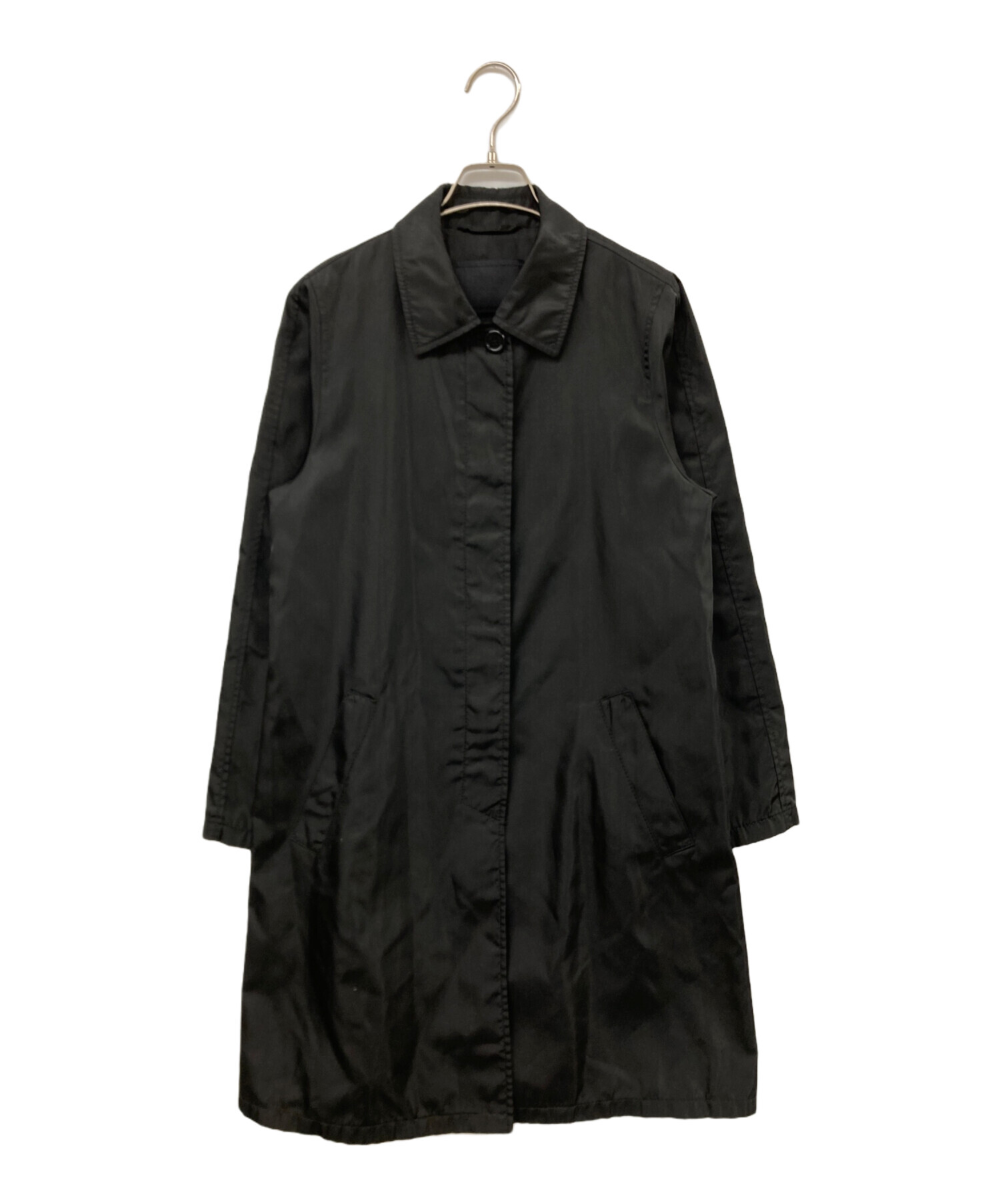 中古・古着通販】PRADA (プラダ) ナイロンステンカラーコート ブラック