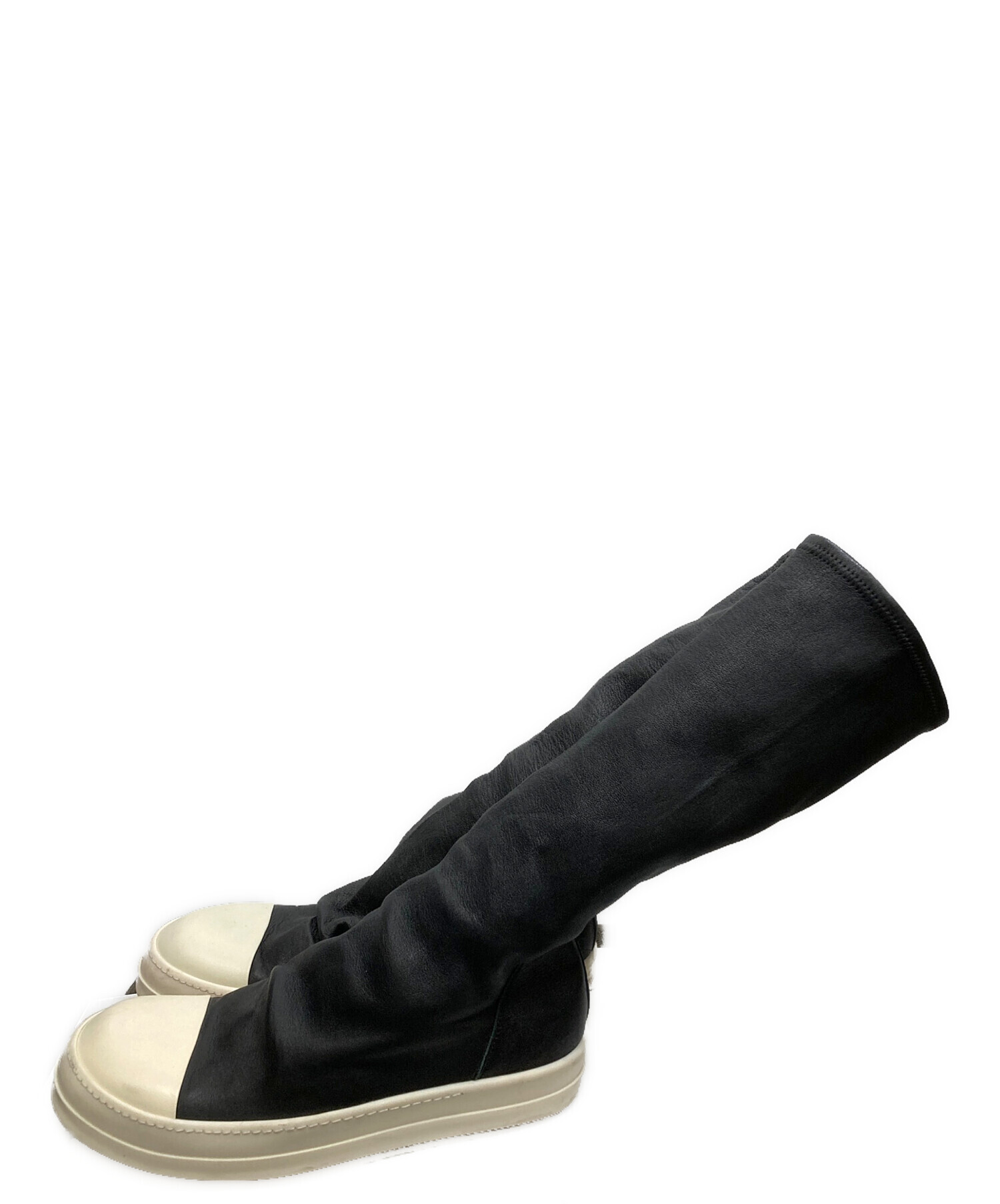 新古 定価10万 RICK OWENS ソックスニーカー ブラック 42 レザー 中古・古着通販】RICK OWENS (リックオウエンス) sock sneakers