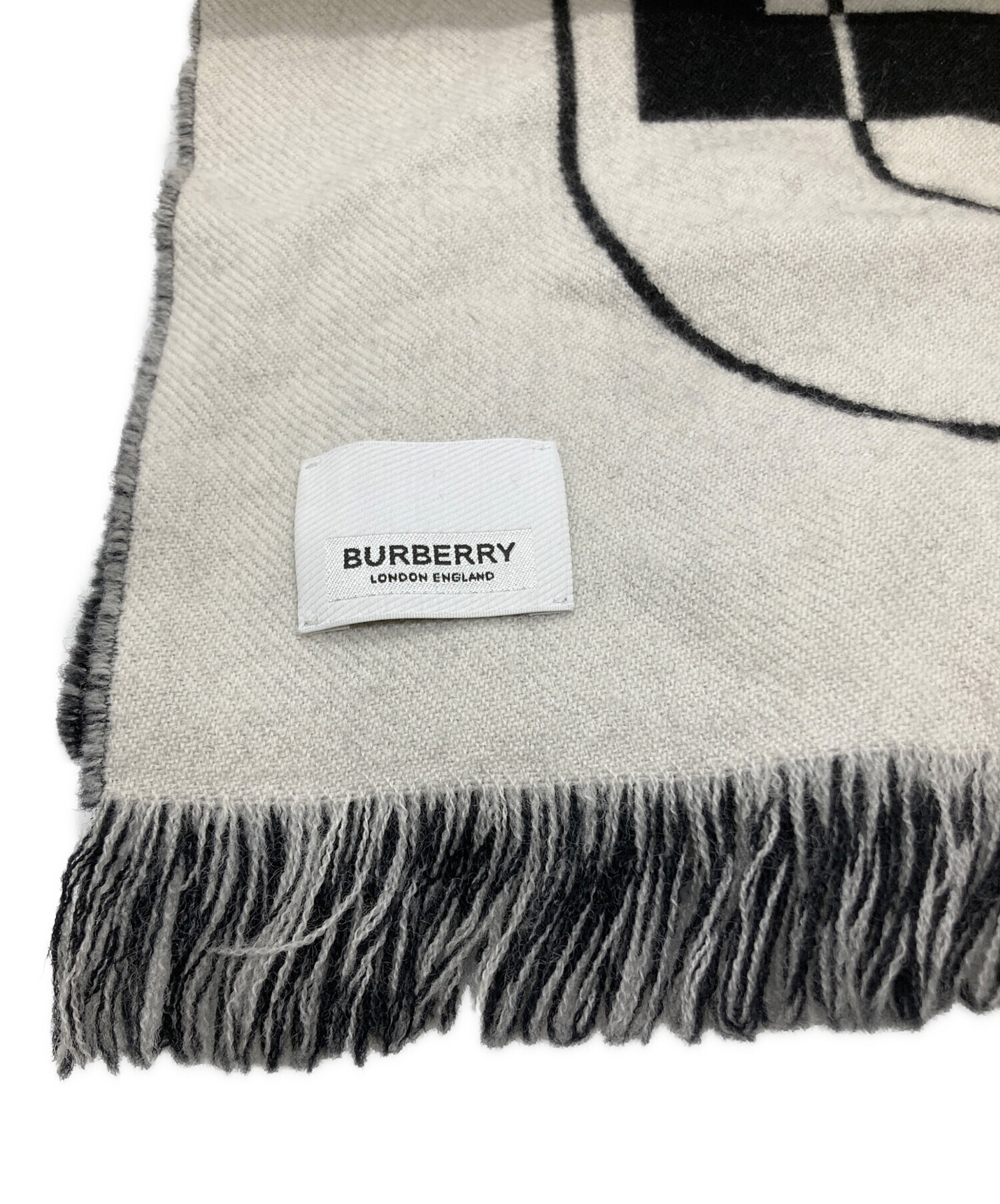 中古・古着通販】BURBERRY (バーバリー) ロゴマフラー グレー×ブラック