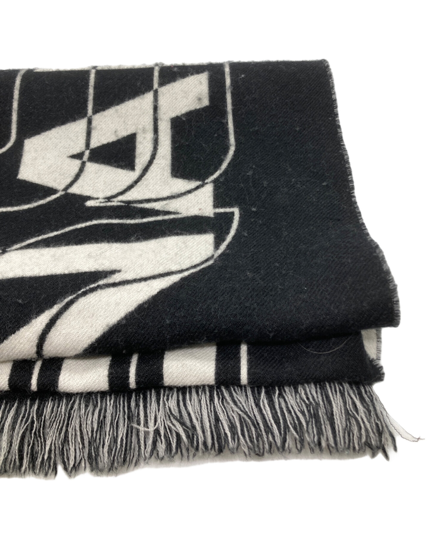 中古・古着通販】BURBERRY (バーバリー) ロゴマフラー グレー×ブラック