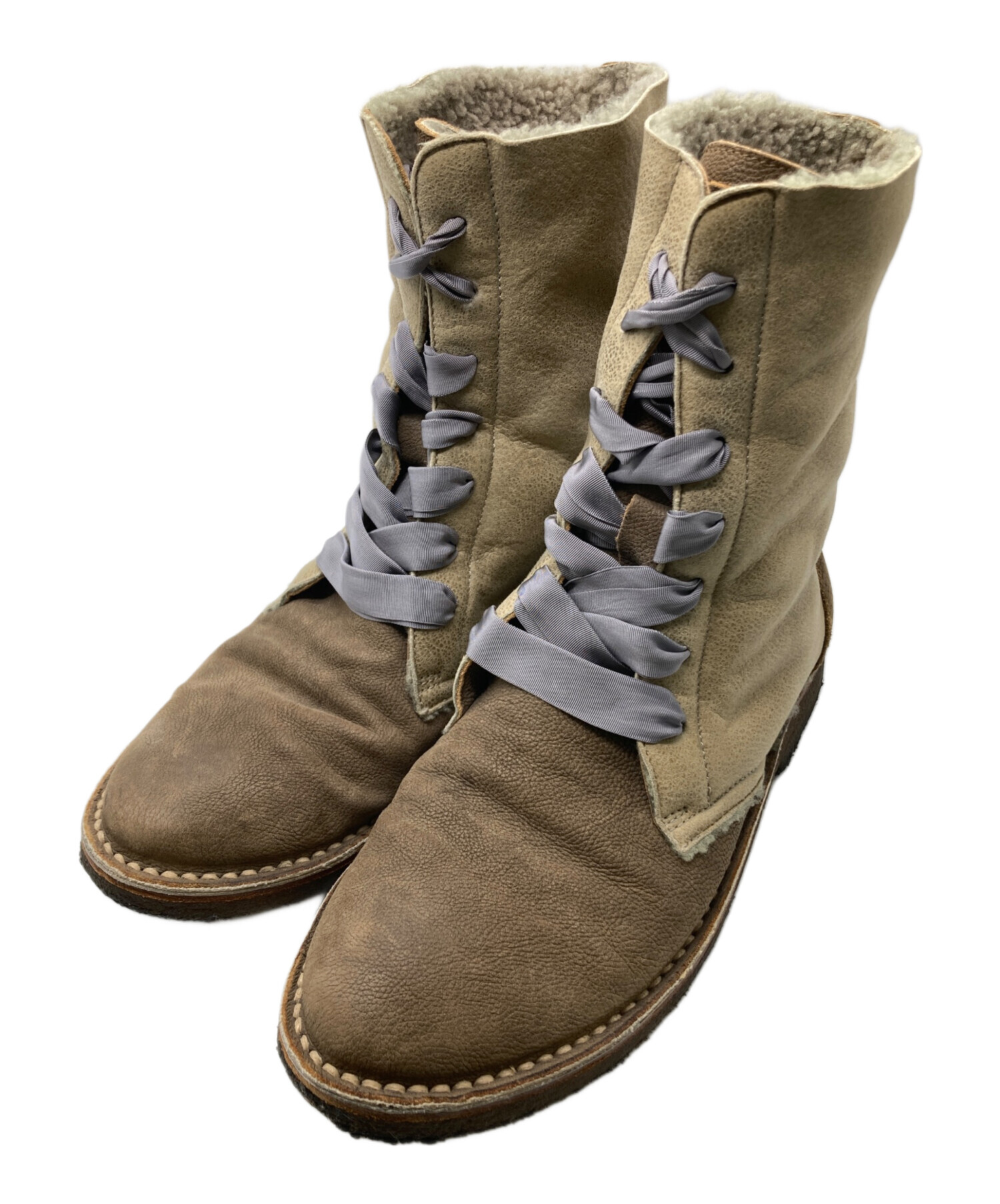 【中古】ブルネロクチネリ BRUNELLO CUCINELLI エンジニアブーツ ボア ムートンブーツ ブラウン 茶系 レザー イタリア製 レディース 中古・古着通販】BRUNELLO CUCINELLI (ブルネロクチネリ) レースアップ