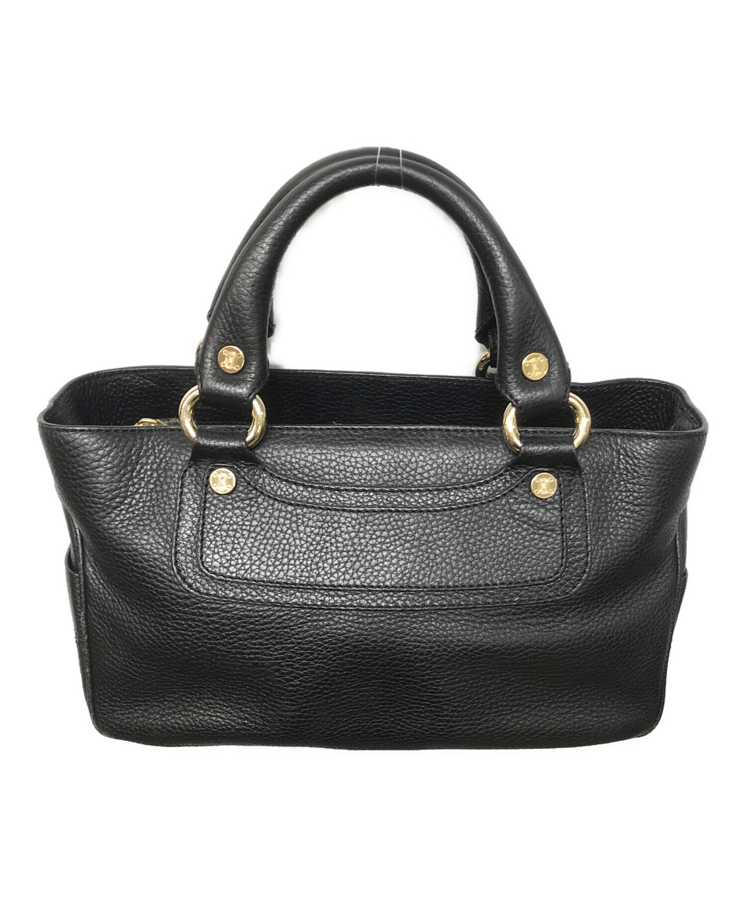 中古・古着通販】CELINE (セリーヌ) レザーハンドバッグ ブラック 