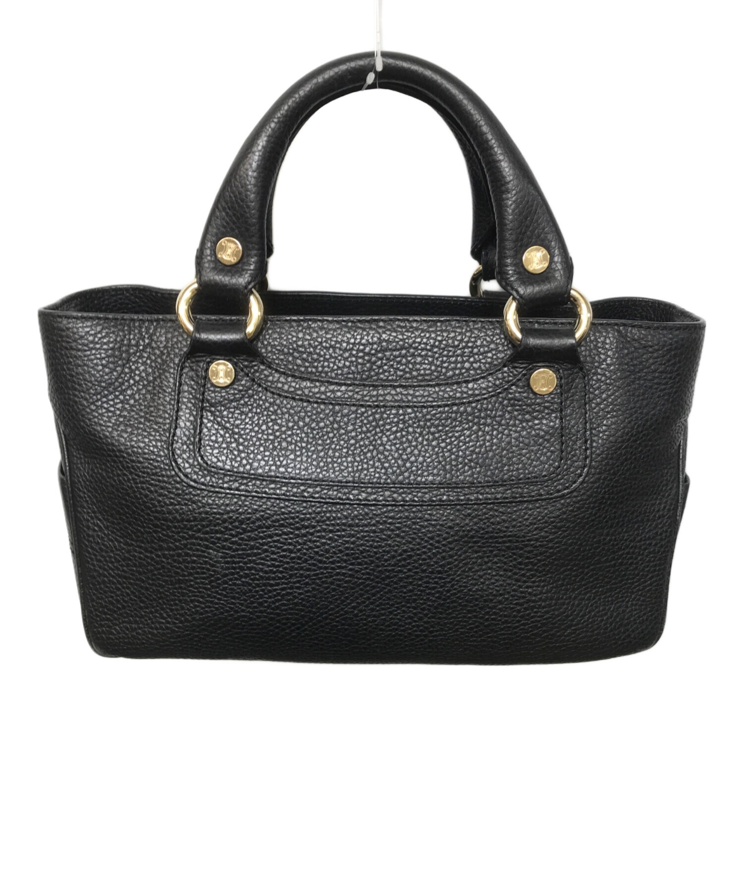 中古・古着通販】CELINE (セリーヌ) レザーハンドバッグ ブラック 