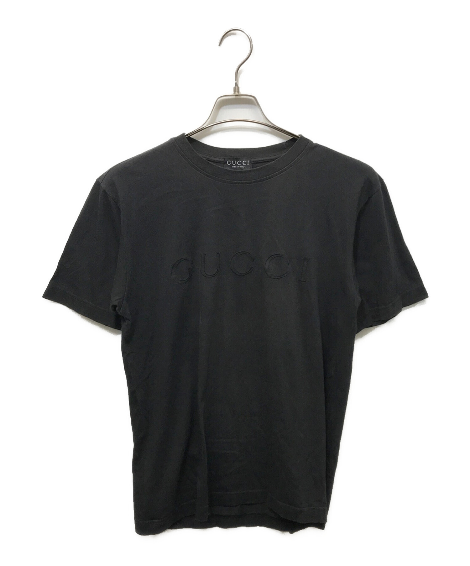 中古・古着通販】GUCCI (グッチ) ロゴ刺繍Tシャツ ブラック サイズ:M 
