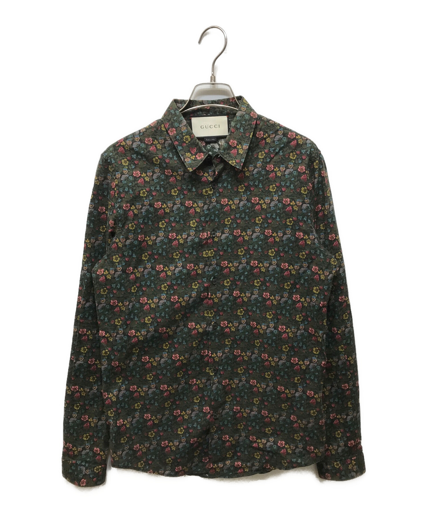 中古・古着通販】GUCCI (グッチ) L/S 花柄シャツ カーキ×ブラック