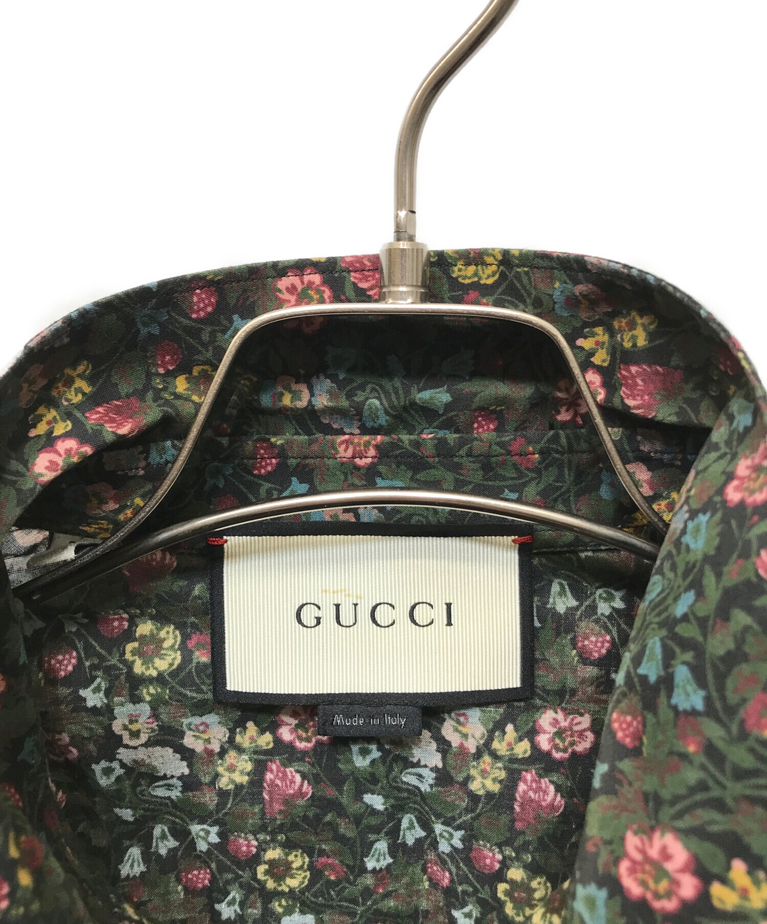 中古・古着通販】GUCCI (グッチ) L/S 花柄シャツ カーキ×ブラック