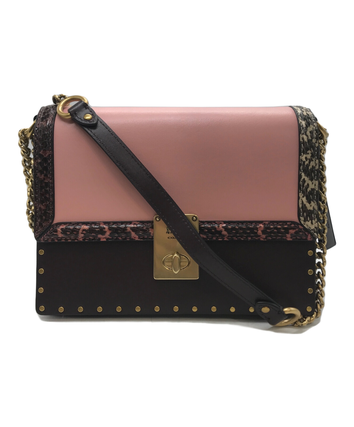 銀座買取 COACH コーチ ハットン チェーン ショルダーバッグ レザー 