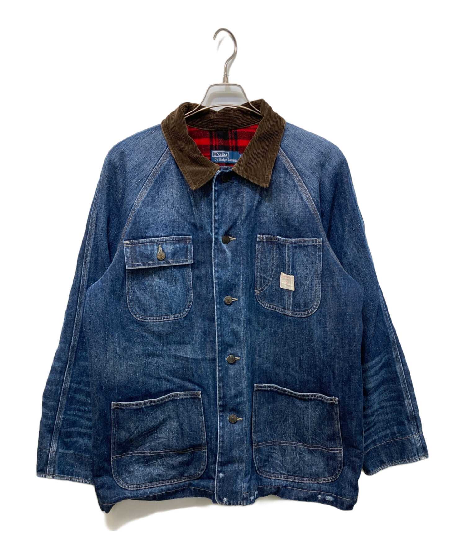 RRL ラルフローレン　ダークブルー デニム カバーオール 中古・古着通販】POLO RALPH LAUREN (ポロ・ラルフローレン) チェック