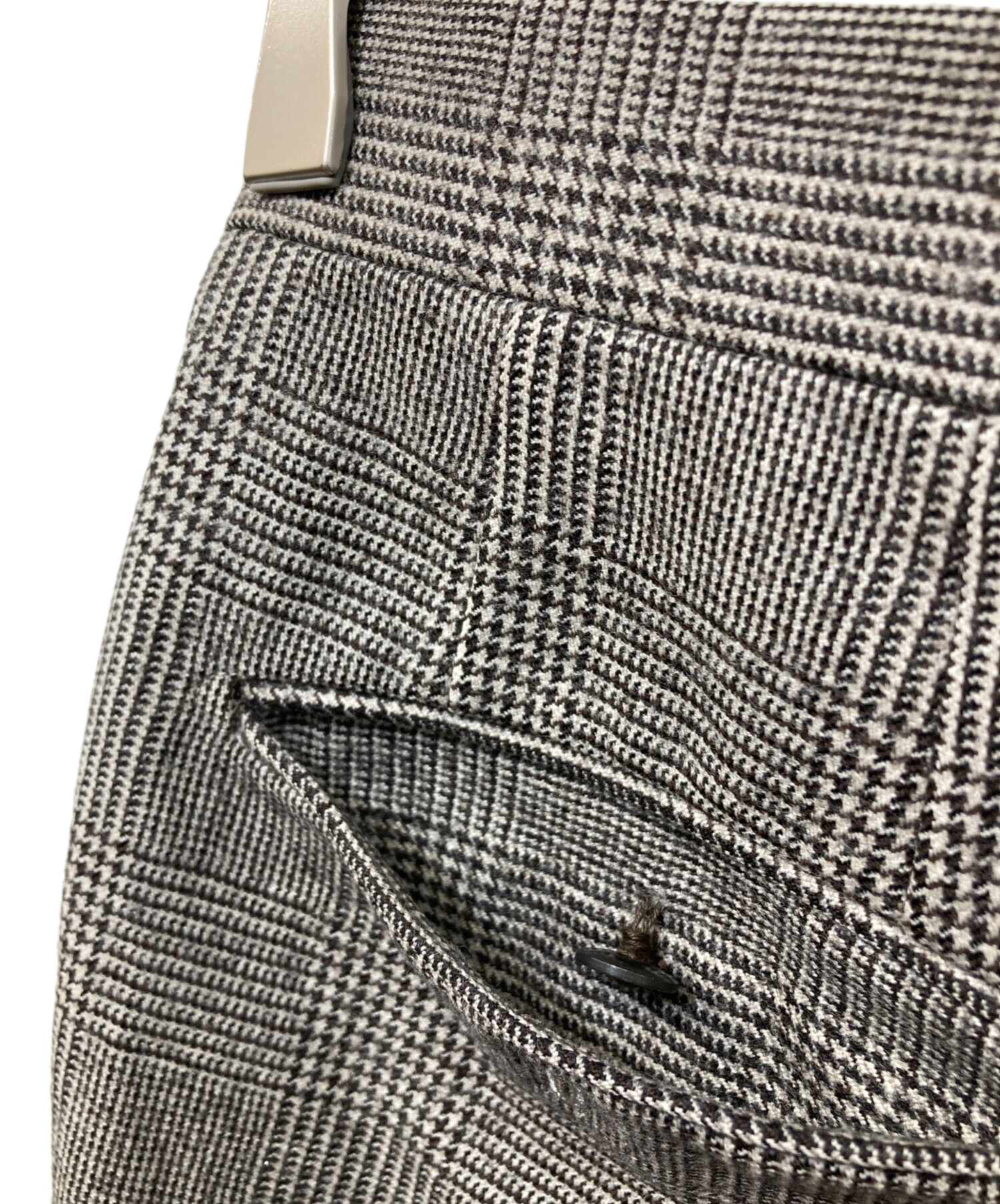 大きいサイズ50 BEAMS F 段返り3Bセットアップスーツ グレー チェック 中古・古着通販】BEAMS F (ビームスエフ) チェック段返り3Bスーツ