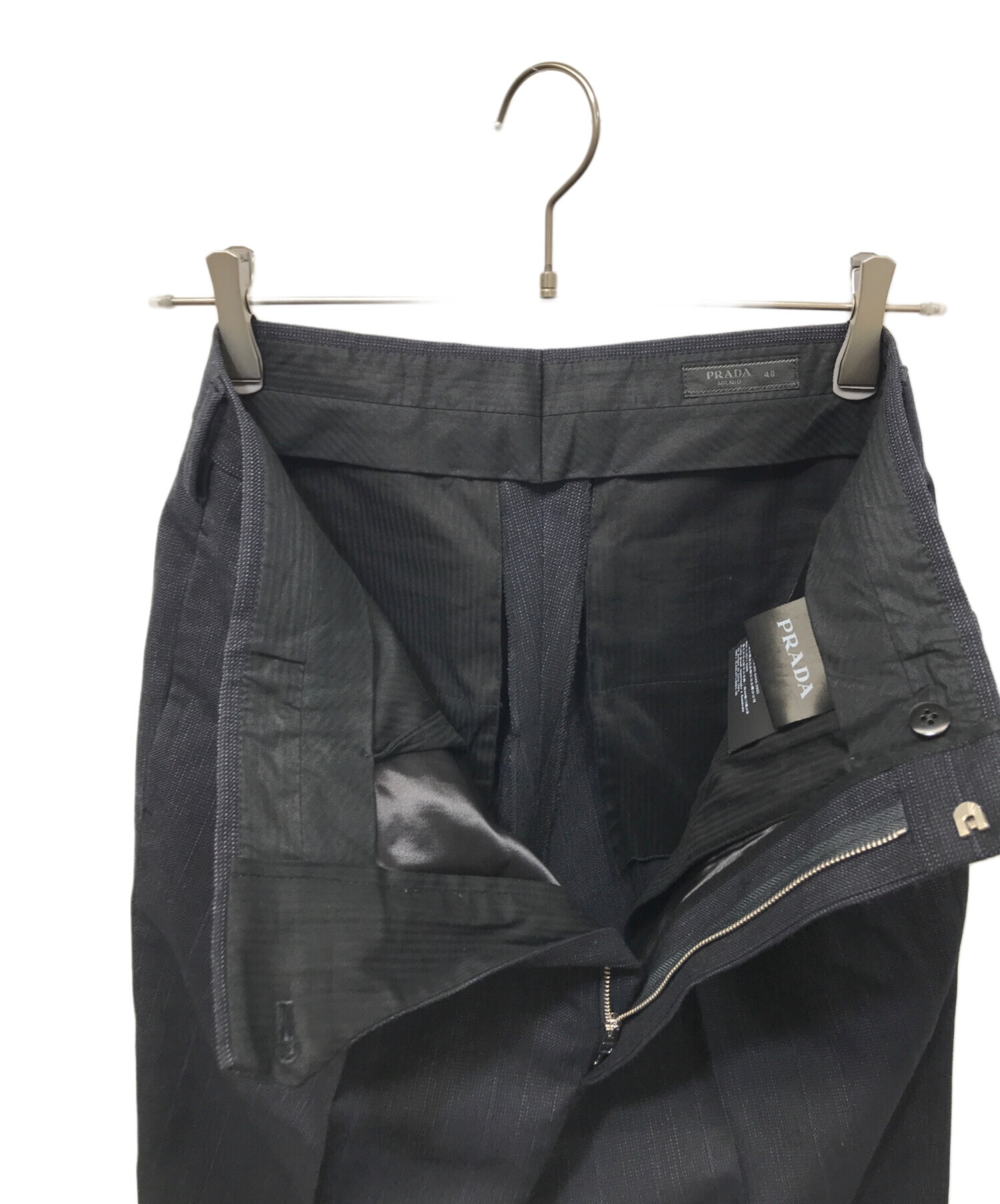 中古・古着通販】PRADA (プラダ) ストライプスラックス ネイビー