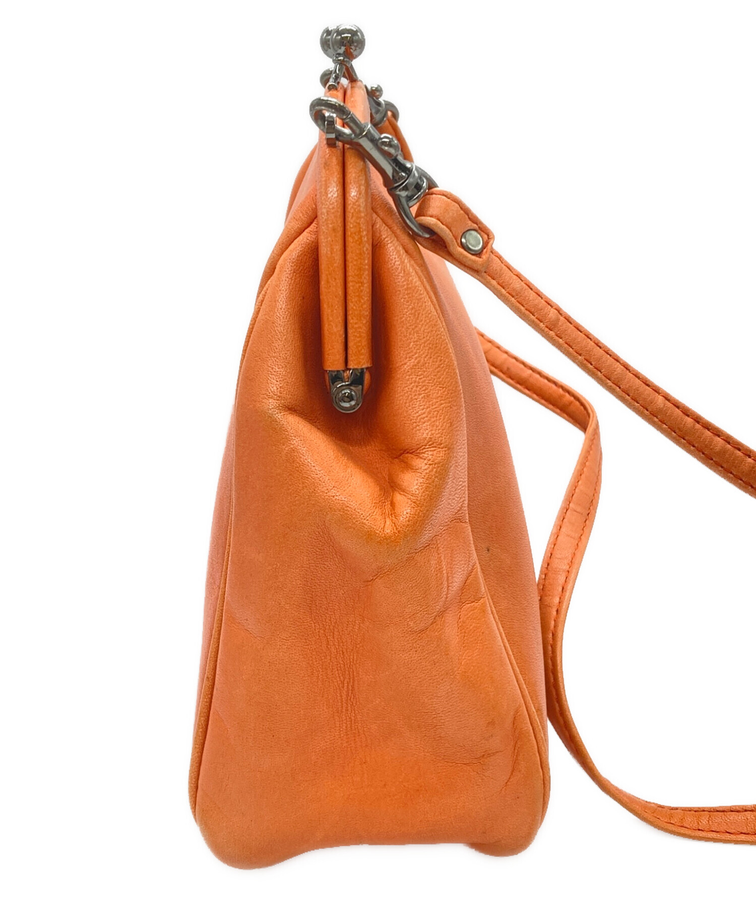 美品◎ディスコードヨウジヤマモト がま口ショルダーストラップ付き シルバー discord Yohji Yamamoto/ディスコードヨウジヤマモト】がま口