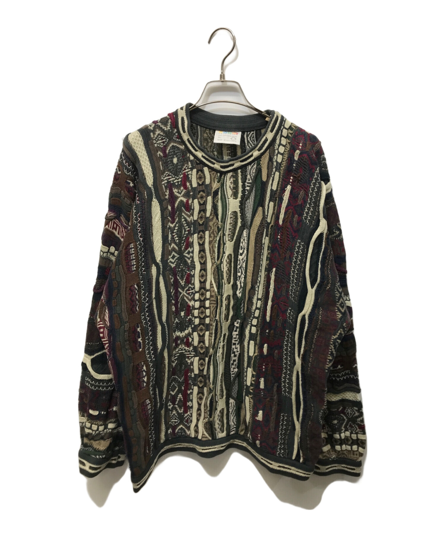 中古・古着通販】Coogi (クージー) 3Dニット ベージュ×カーキ サイズ 