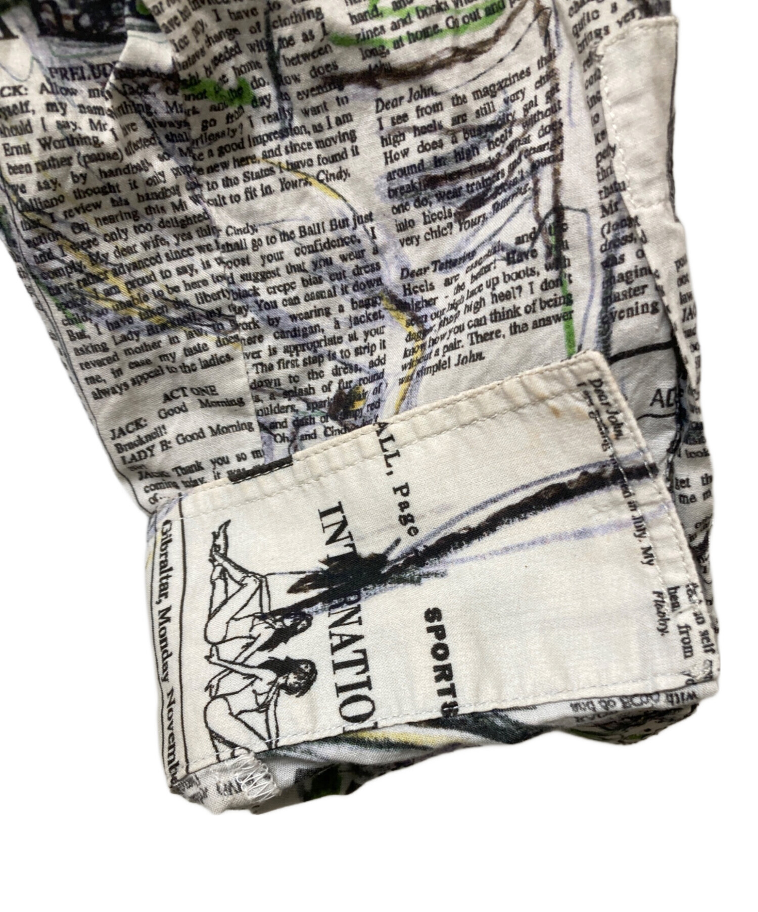 中古・古着通販】GALLIANO (ガリアーノ) ニュースペーパー柄シャツ