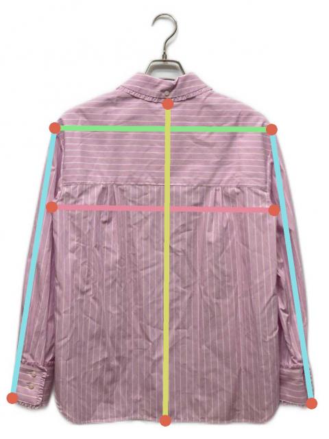 中古・古着通販】YORI (ヨリ) ミニフリルストライプシャツ ピンク