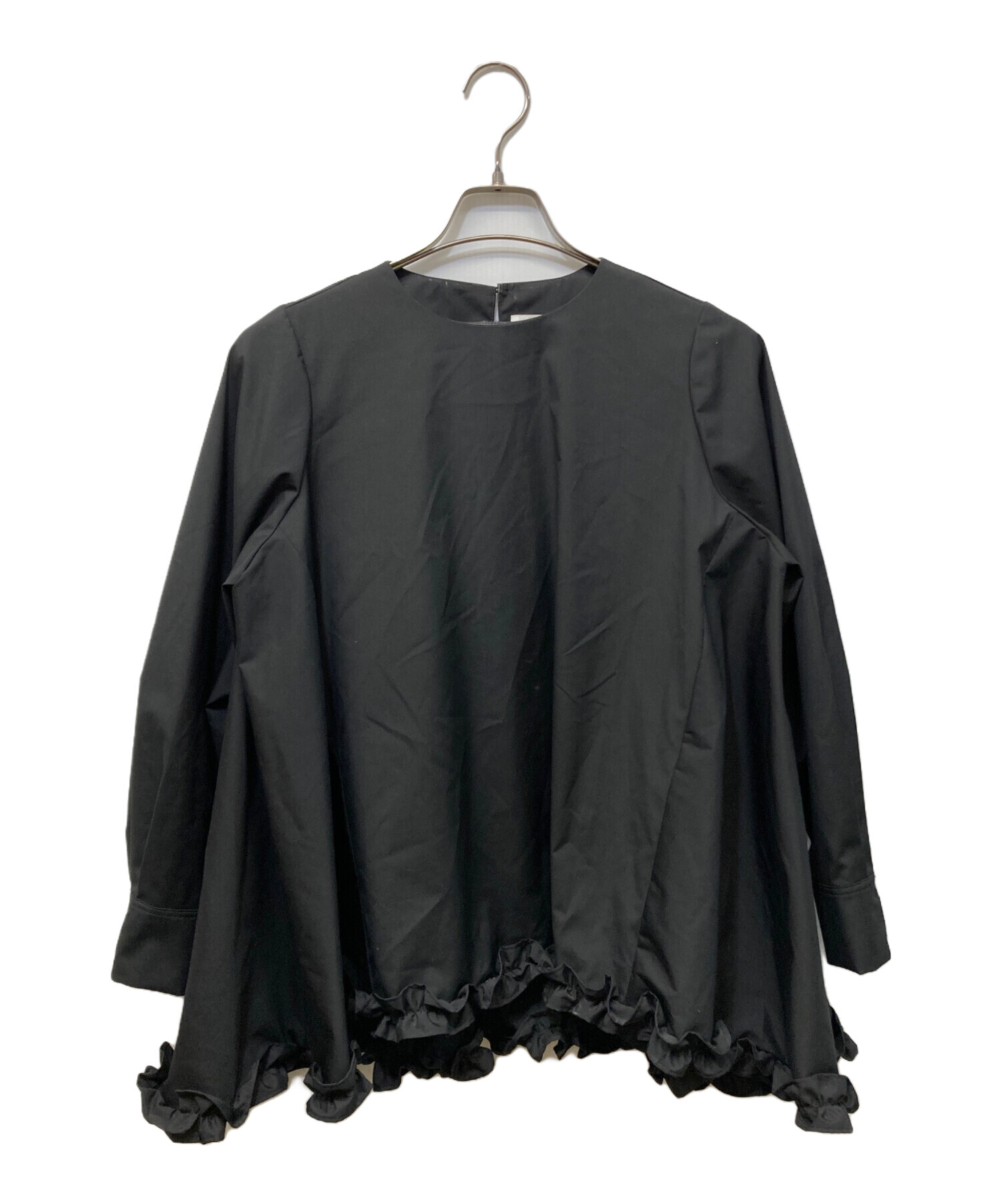 中古・古着通販】OHGA (オオガ) 裾フリルブラウス ブラック サイズ 