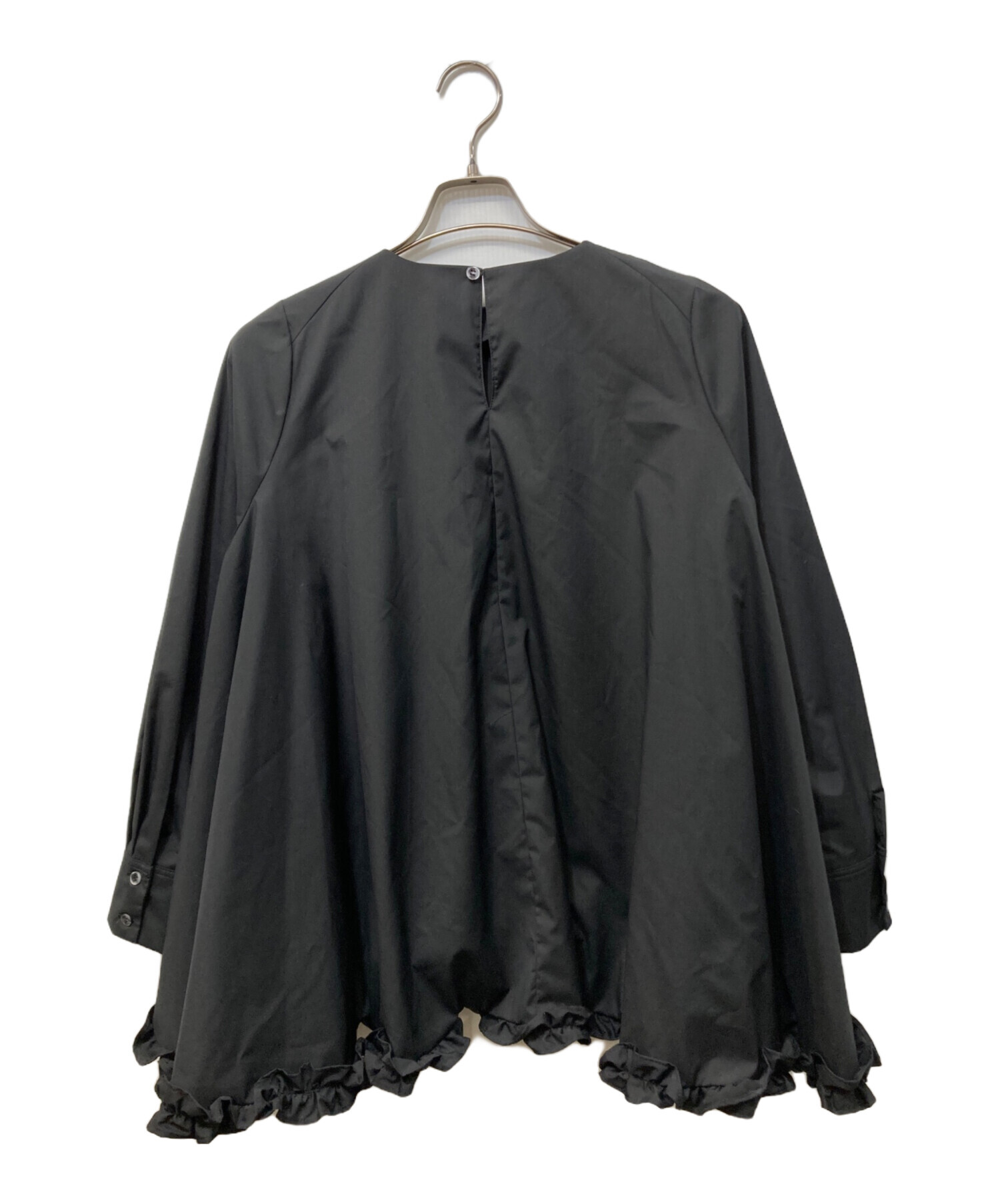 中古・古着通販】OHGA (オオガ) 裾フリルブラウス ブラック サイズ 