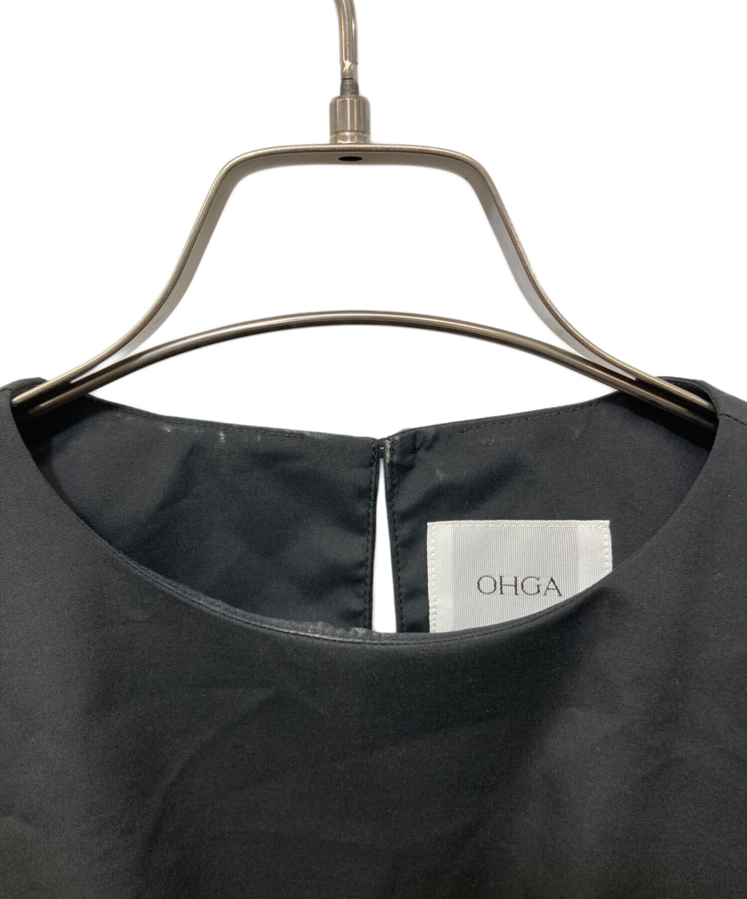 中古・古着通販】OHGA (オオガ) 裾フリルブラウス ブラック サイズ 