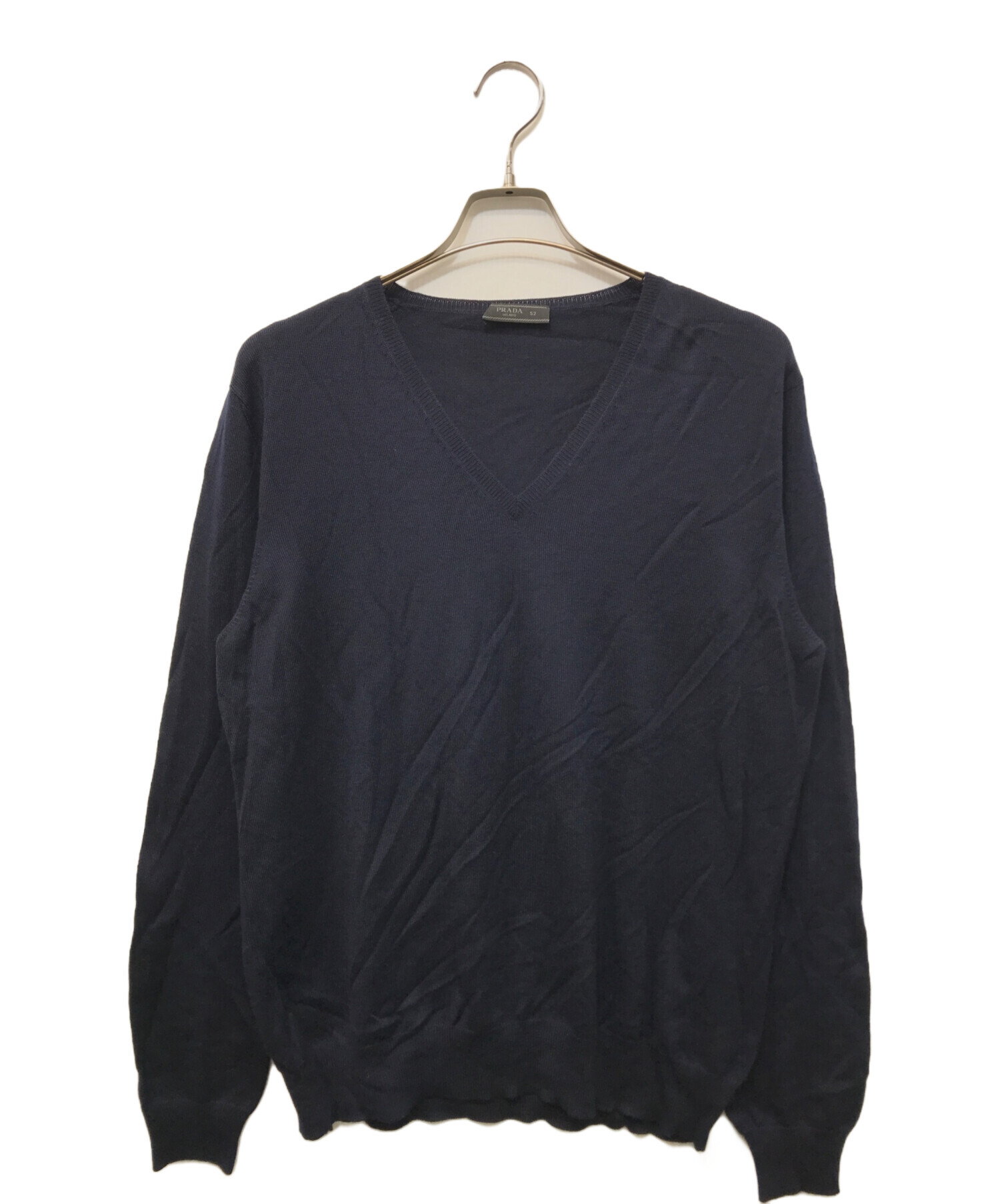 中古・古着通販】PRADA (プラダ) Vネックニット ネイビー サイズ:52
