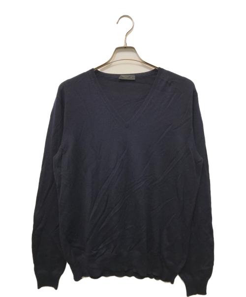 【新品未使用】 PRADA Vネックニット 中古・古着通販】PRADA (プラダ) Vネックニット ネイビー サイズ:52