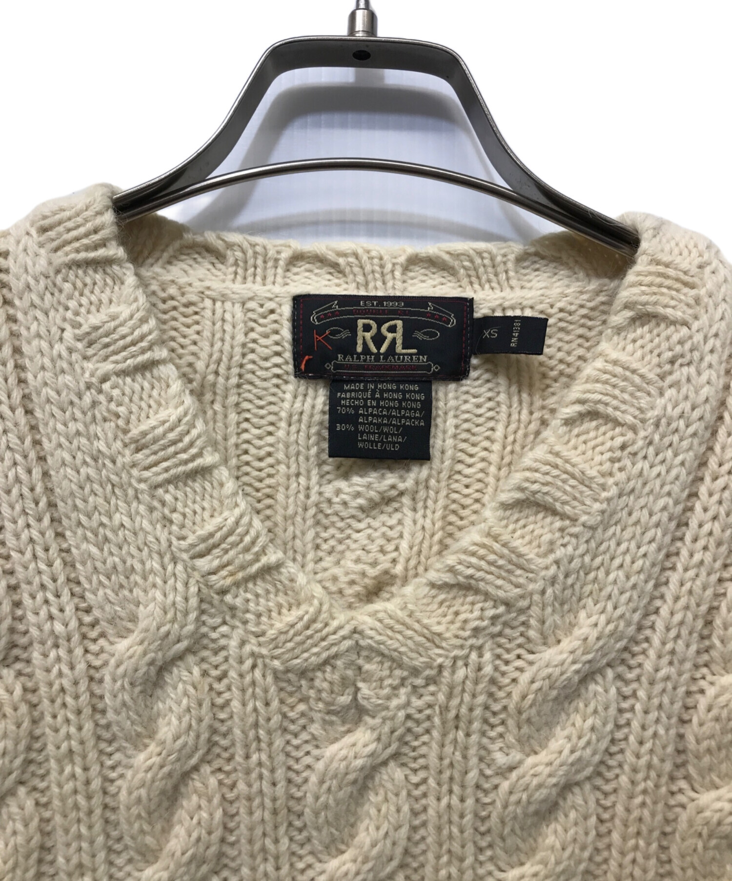 中古・古着通販】RRL (ダブルアールエル) 三ツ星タグ Vネックケーブル