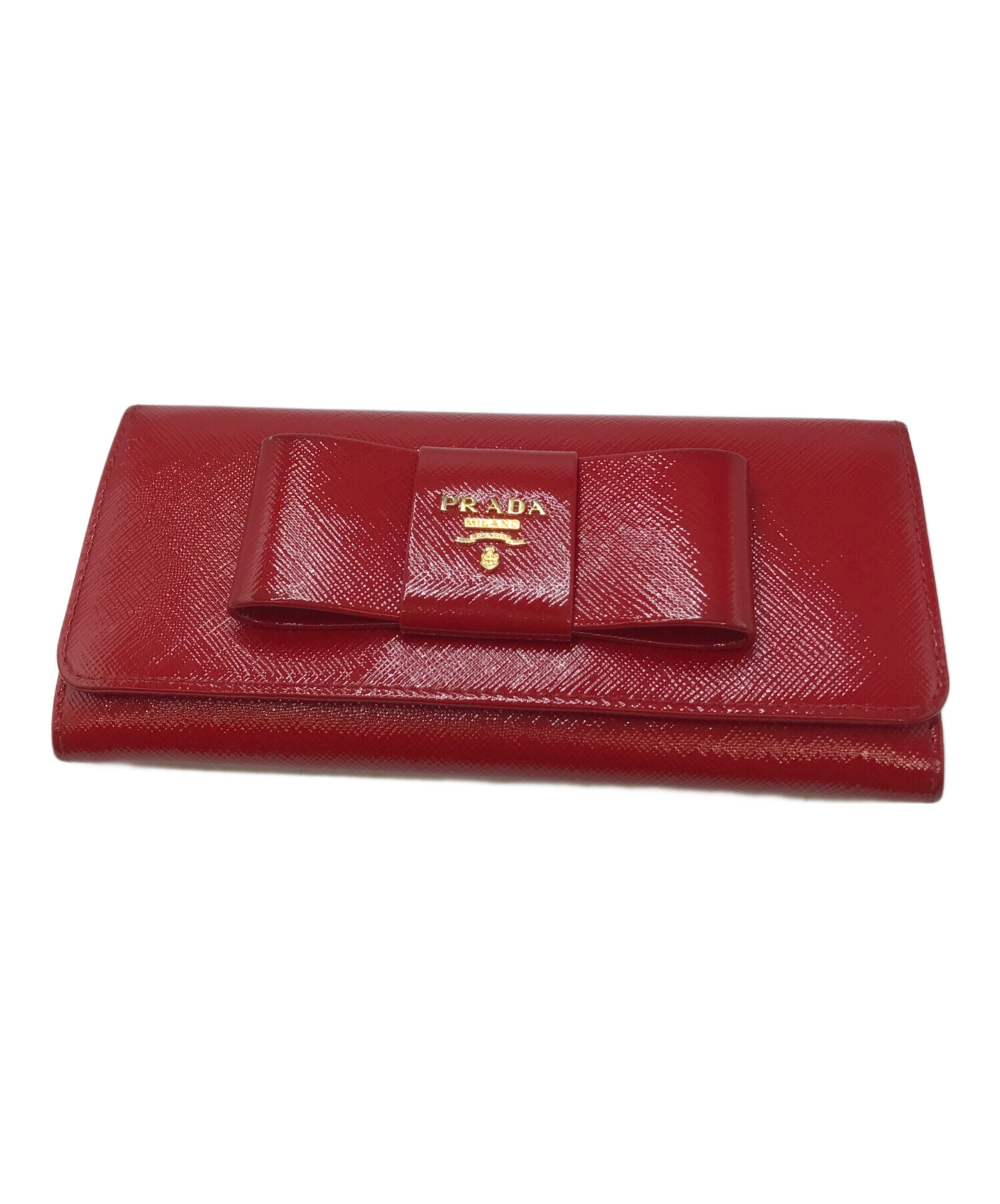 中古・古着通販】PRADA (プラダ) リボン長財布 レッド｜ブランド・古着