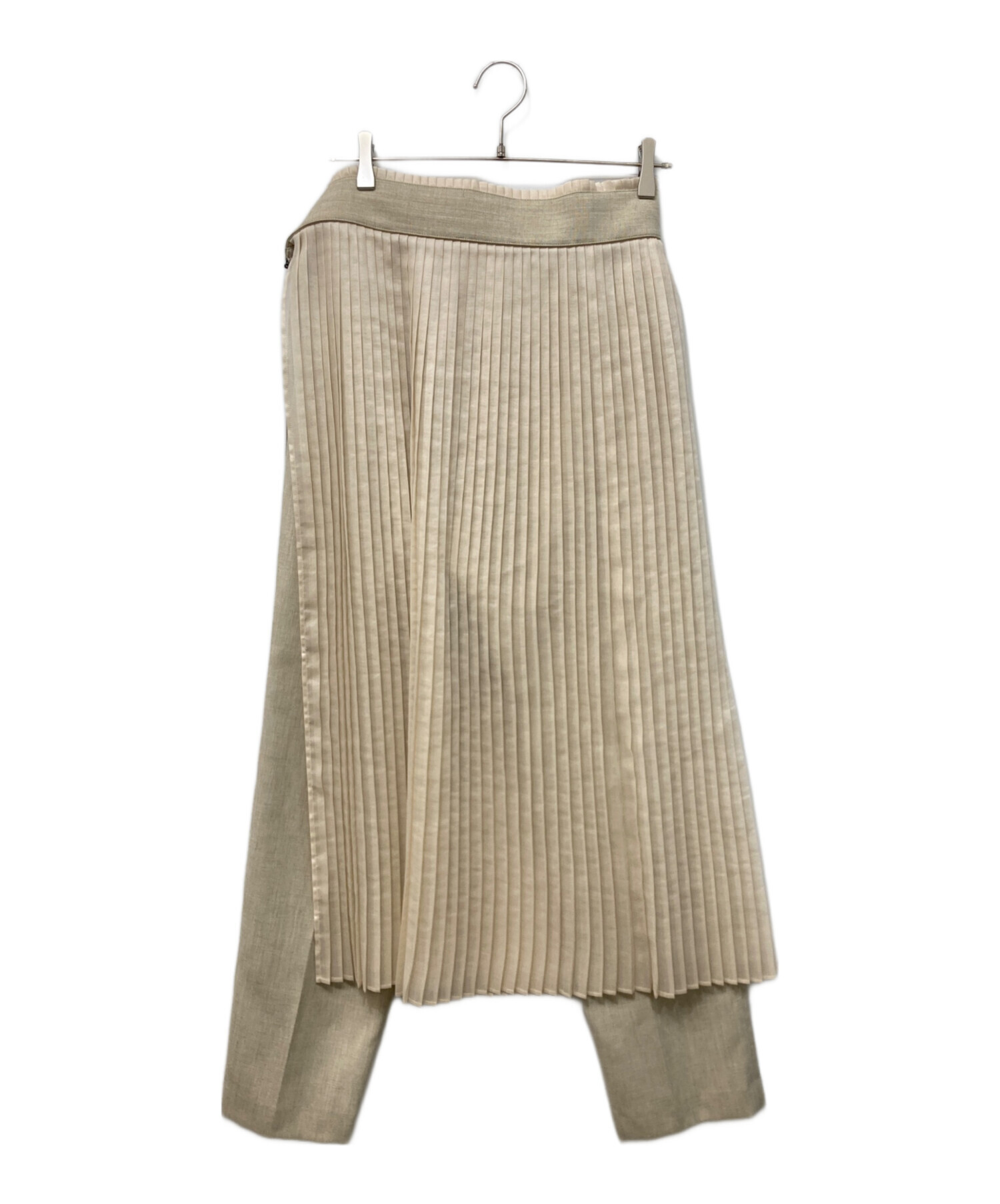 中古・古着通販】HYKE (ハイク) プリーツレイヤードパンツ アイボリー