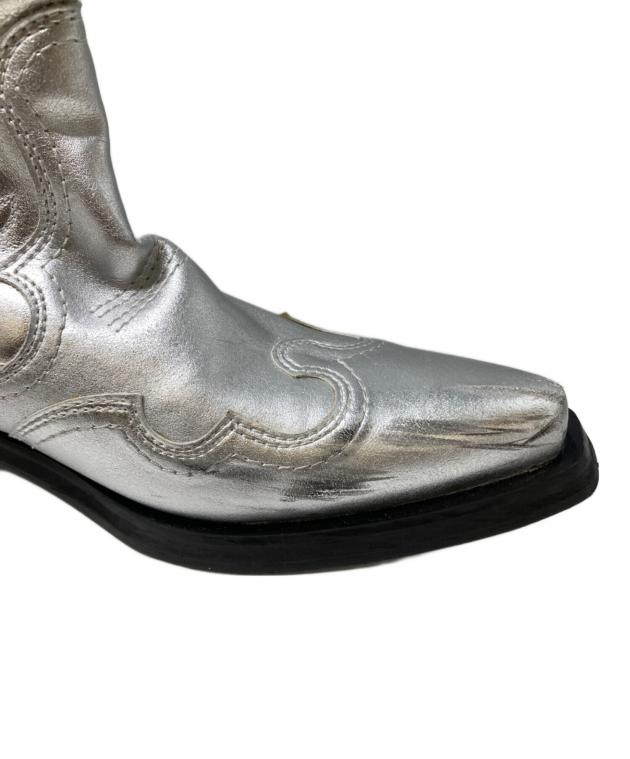 GANNI/シルバー ウエスタンブーツ 中古・古着通販】Ganni (ガニー) ウェスタンブーツ グレー サイズ:38