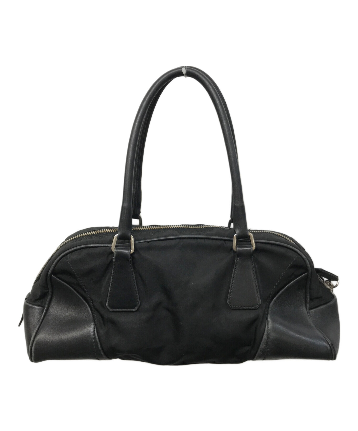 PRADA ブラック ナイロン ミニ ハンドバッグ 三角ロゴ金具ナイロンミニハンドバッグ ブラック ヴィンテージ|プラダ