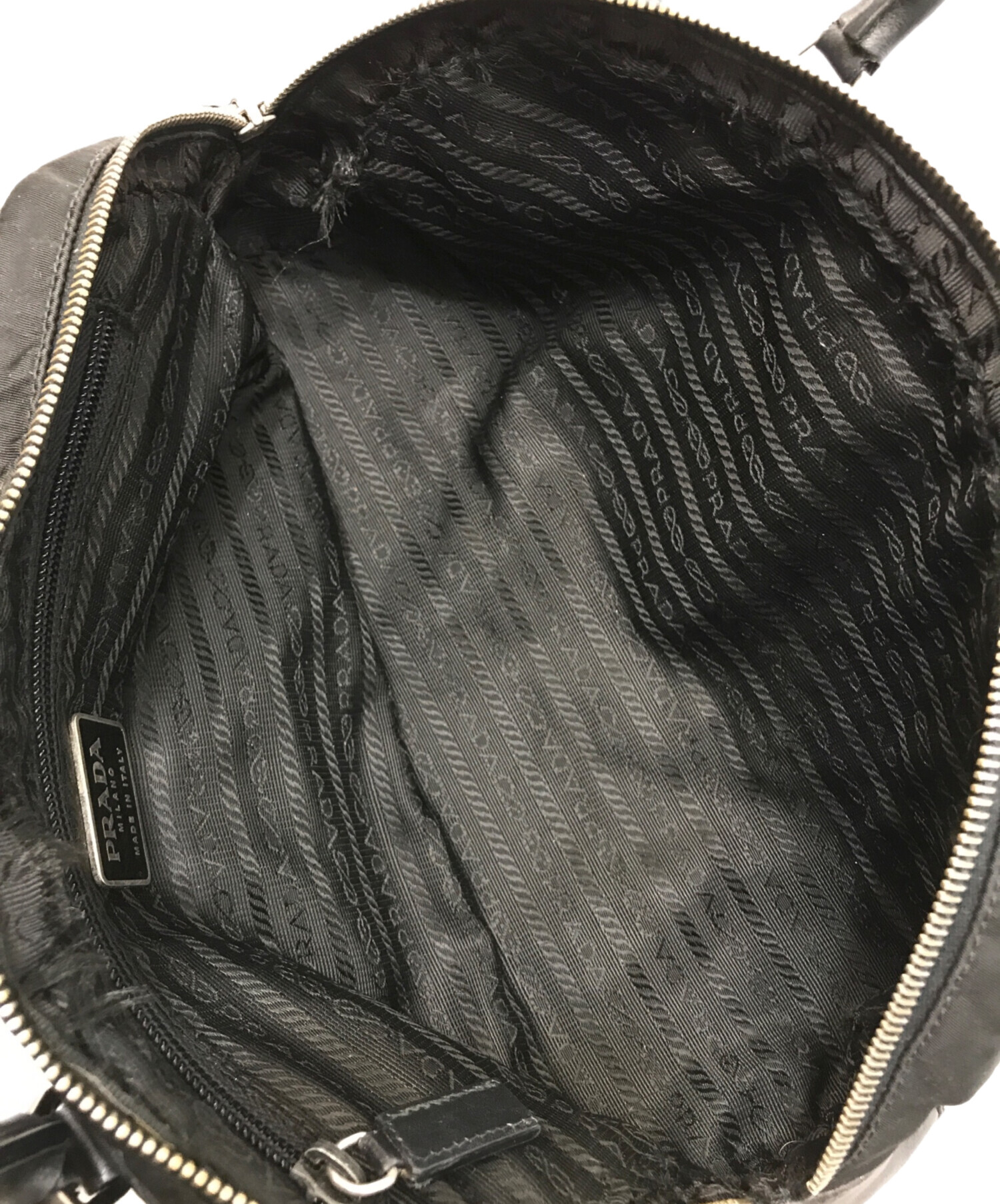 中古・古着通販】PRADA (プラダ) ナイロン レザー ミニハンドバッグ