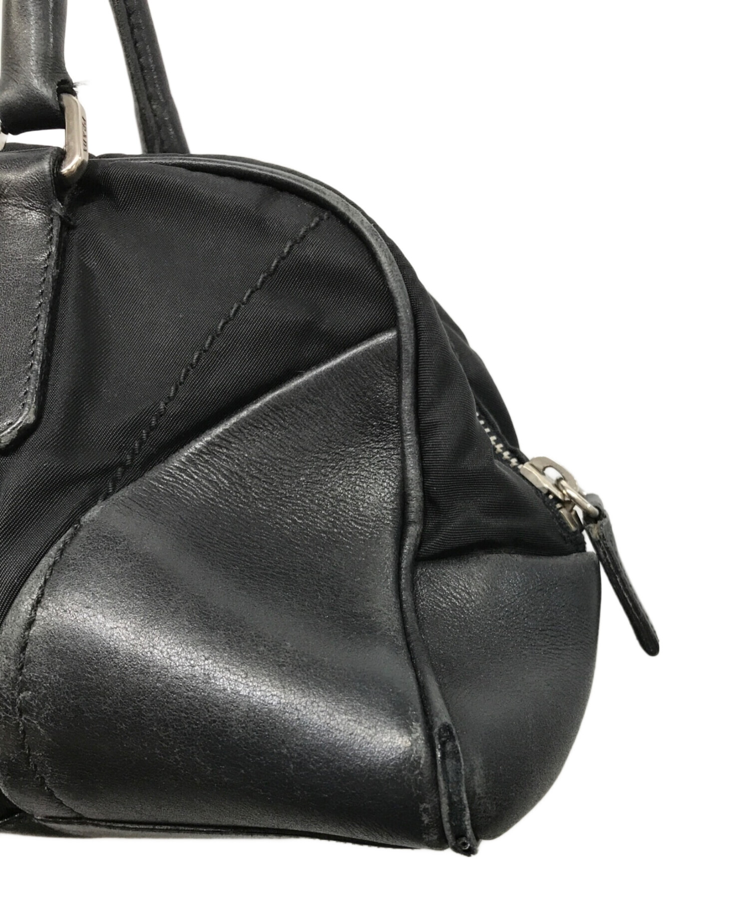 中古・古着通販】PRADA (プラダ) ナイロン レザー ミニハンドバッグ