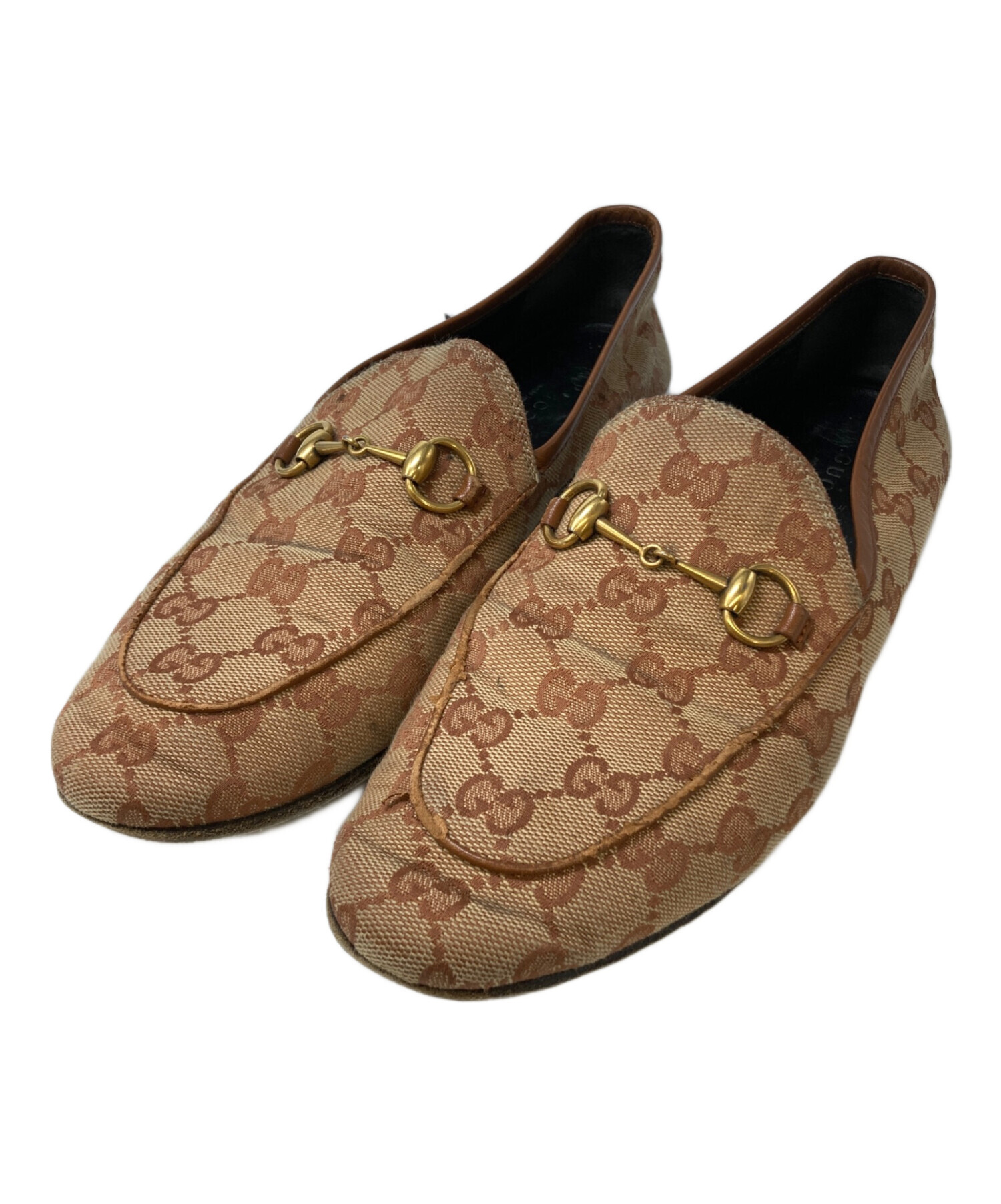 GUCCI ビットローファー 38C ベージュ 中古・古着通販】GUCCI (グッチ) GG柄 ホースビットローファー