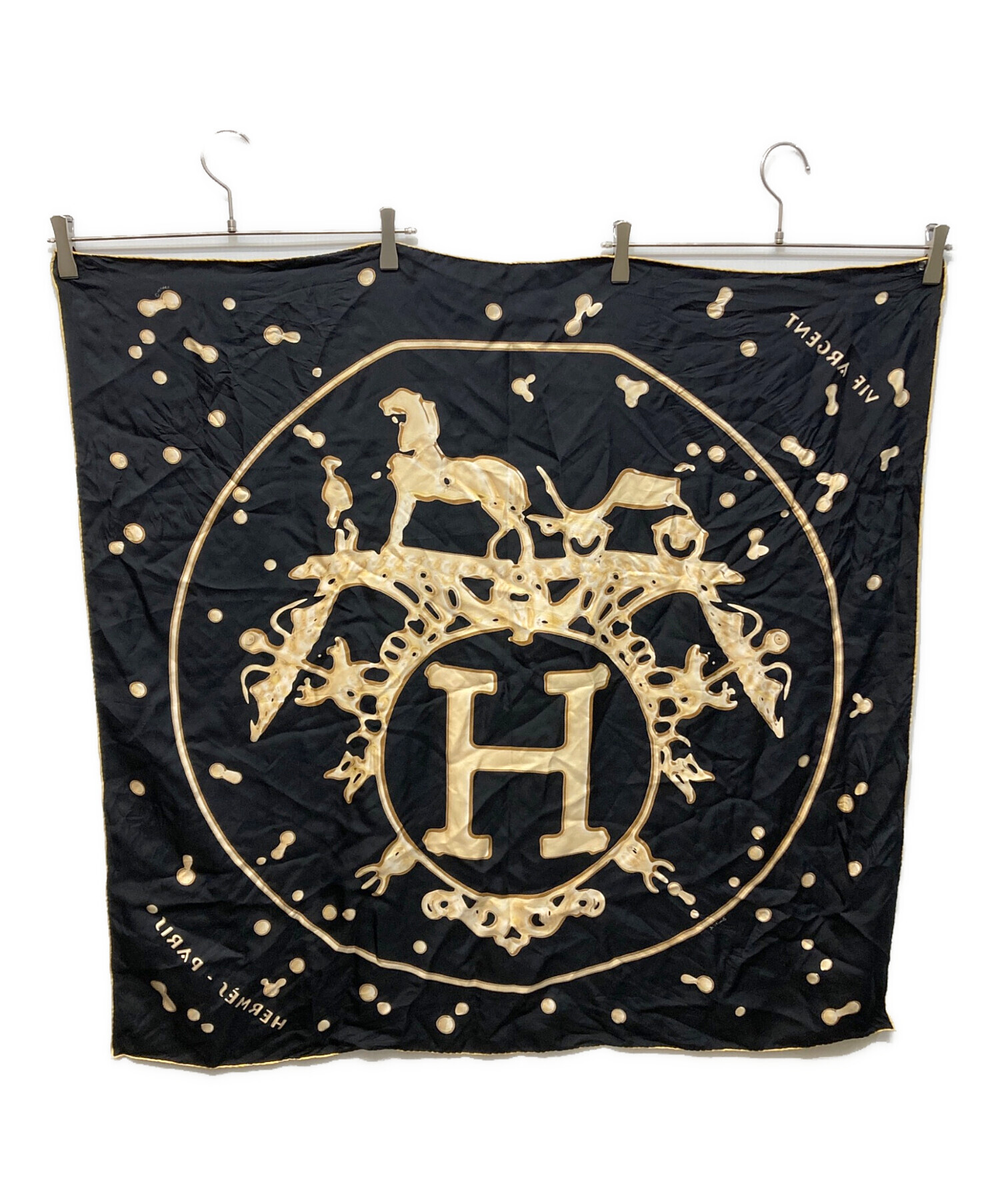 中古・古着通販】HERMES (エルメス) カレ90 シルクスカーフ ブラック