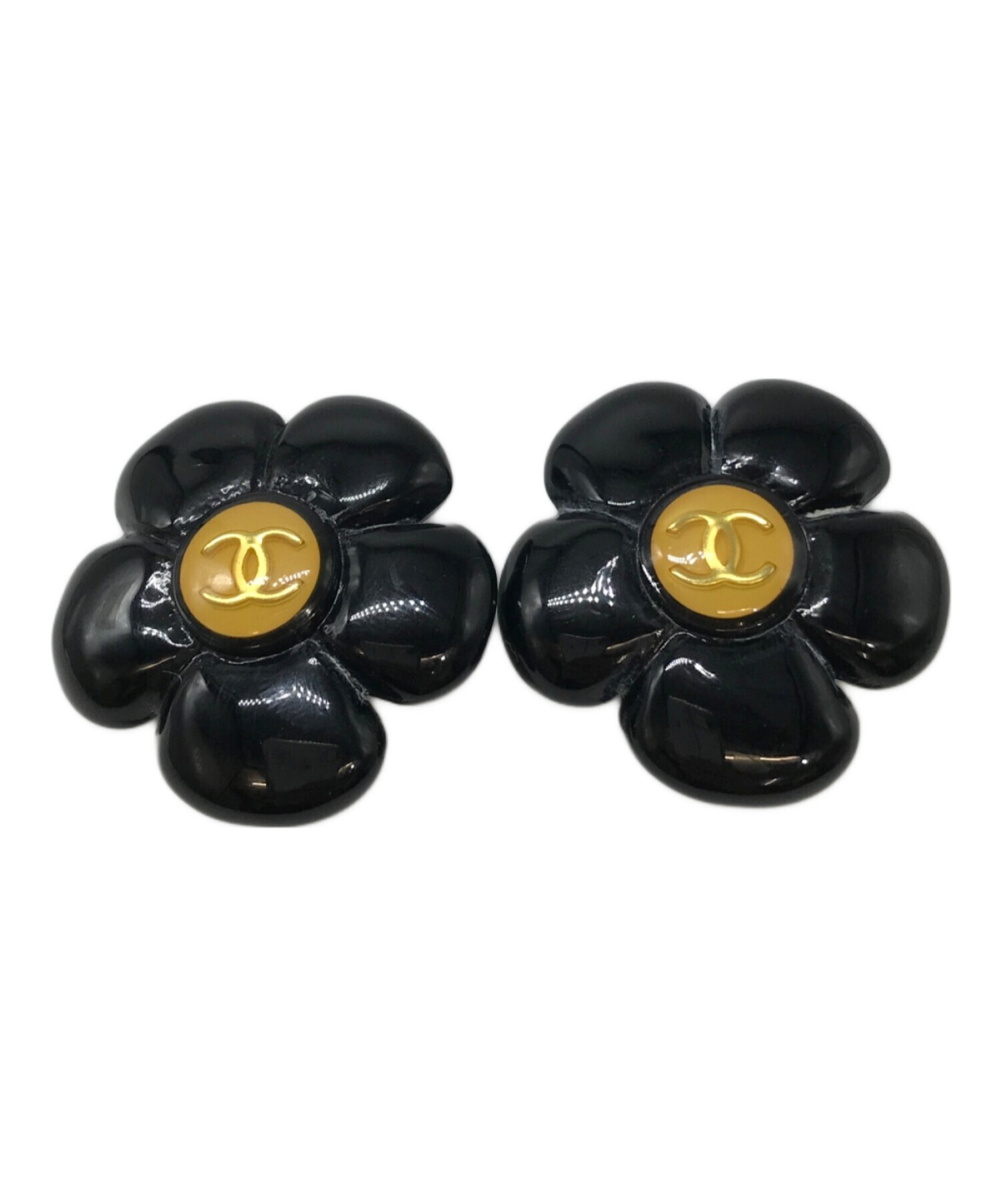 希少 CHANEL シャネル ピアス カメリア ココマーク 片耳 ゴールド 箱付 中古】 シャネル CHANEL ピアス ココマーク カメリア メタル ゴールド