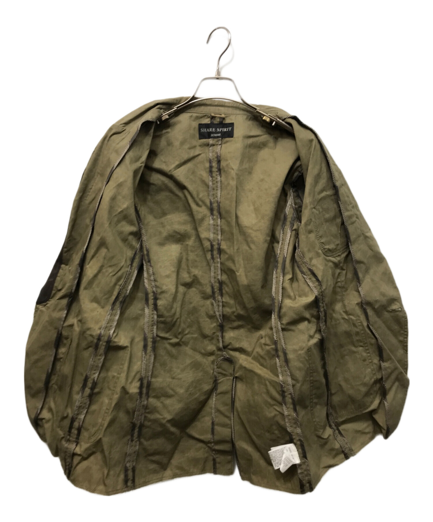 シェアスピリット　share spirit ジップアップジャケット カーキ 中古・古着通販】SHARE SPIRIT (シェアスピリット) レザードッキング1B