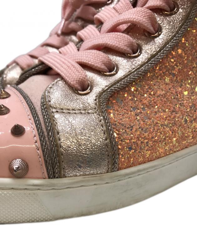 クリスチャンルブタン スニーカー レディース ピンク スタッズ ラメ サイズ38 中古・古着通販】Christian Louboutin (クリスチャン・ルブタン