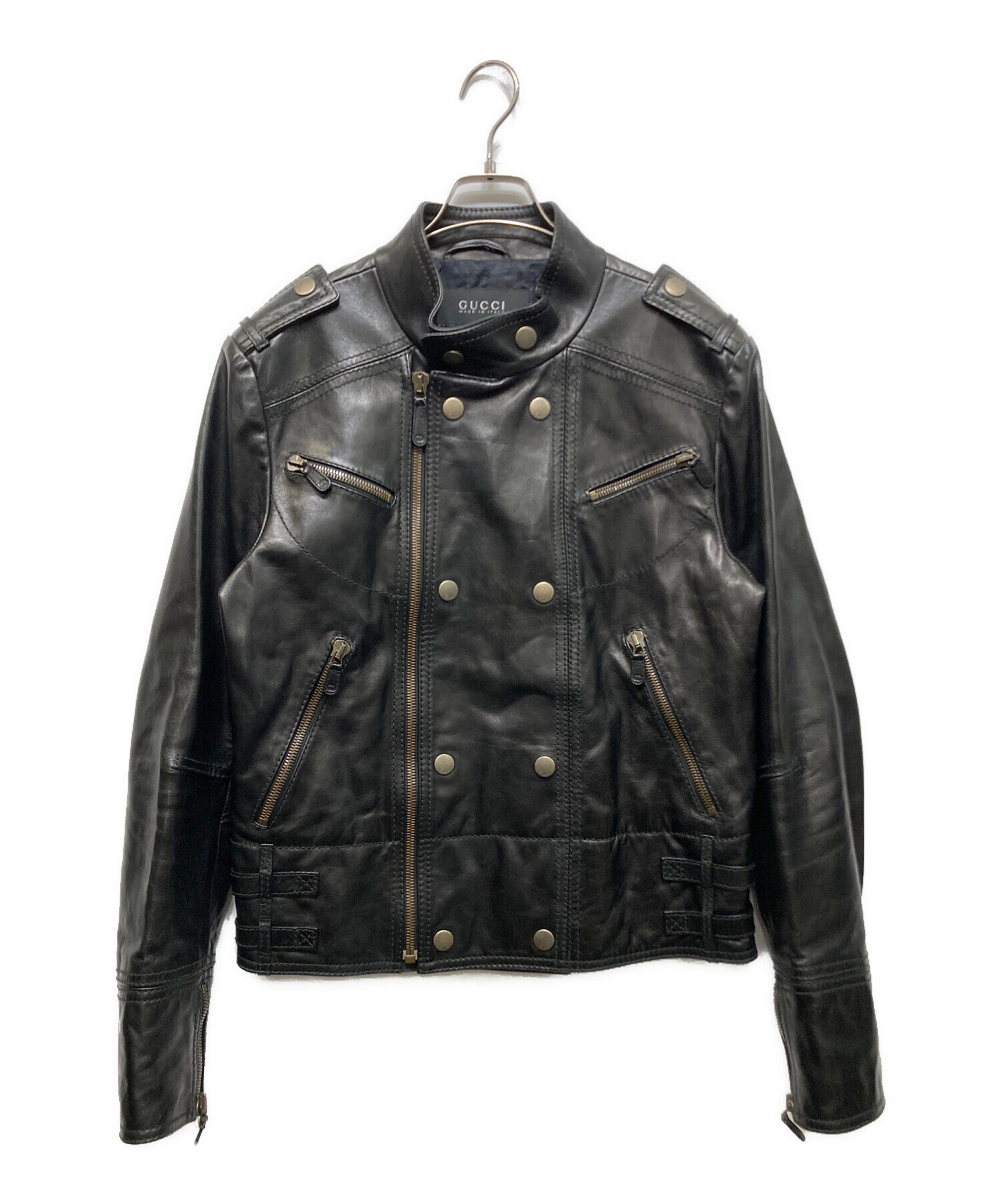 中古・古着通販】GUCCI (グッチ) スタンドカラーライダースジャケット