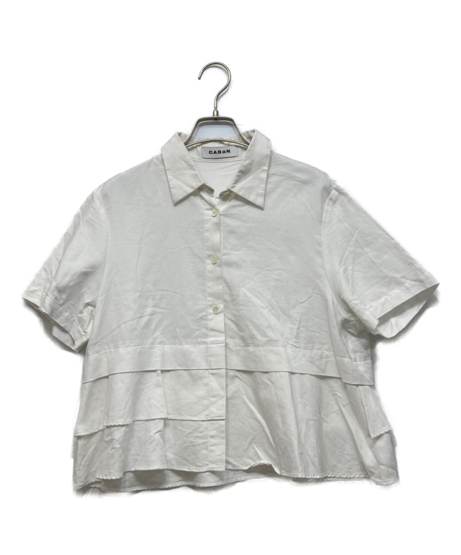 新品タグ付】CABaN タイプライタークロス アシンメトリーフリルシャツ