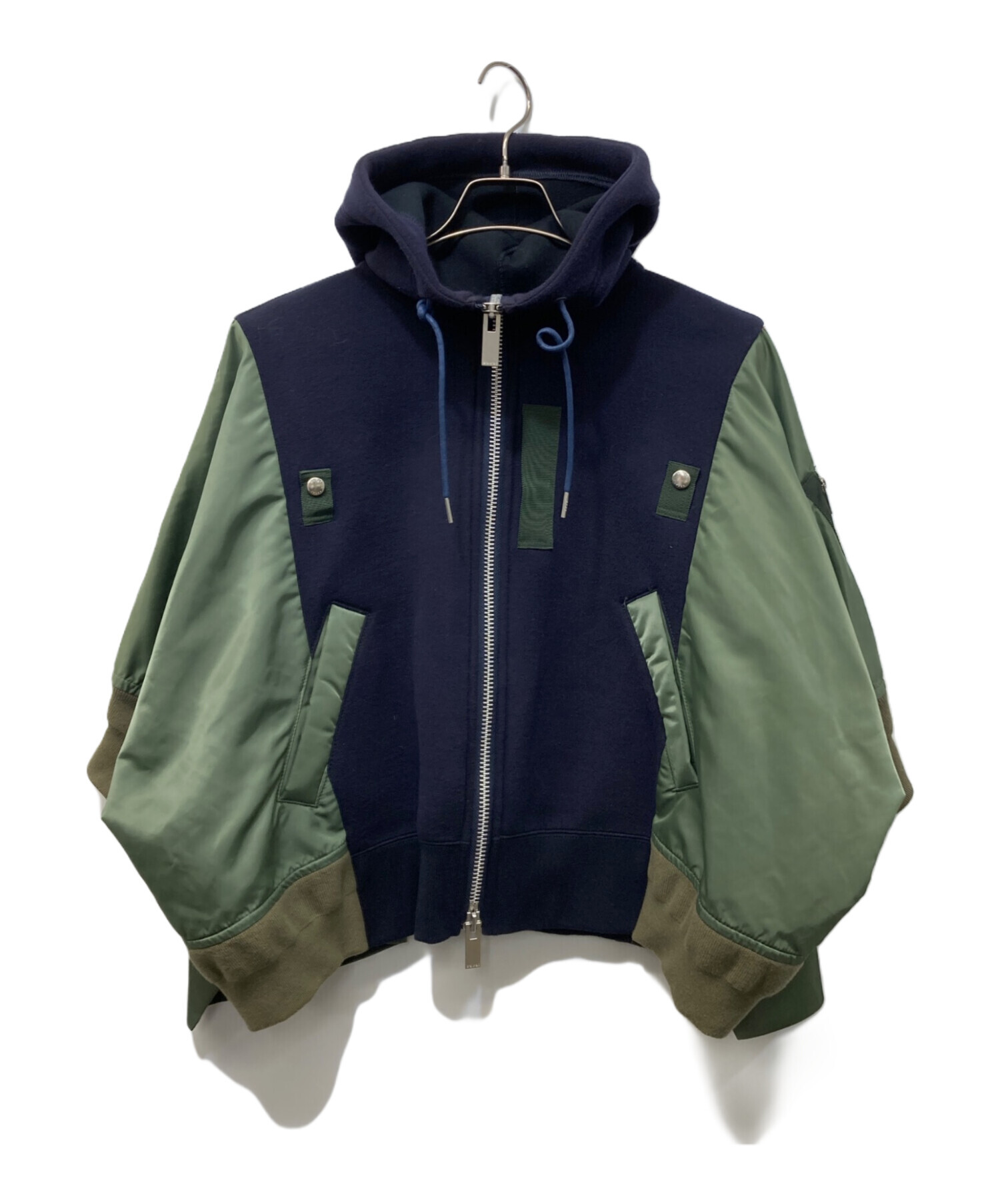 【極美品】サカイ 21AW ナイロン切替スポンジフーディーブルゾン MA-1 中古・古着通販】sacai (サカイ) ナイロン切替 スポンジフーディー