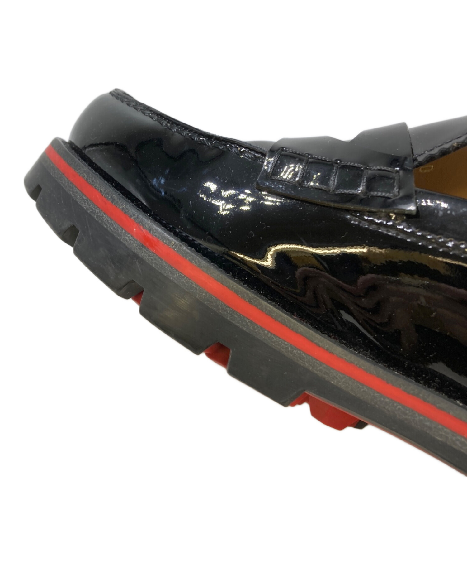 《美品》クリスチャンルブタン ローファー エナメル ロゴ金具 ブラック 39.5 中古・古着通販】Christian Louboutin (クリスチャン・ルブタン