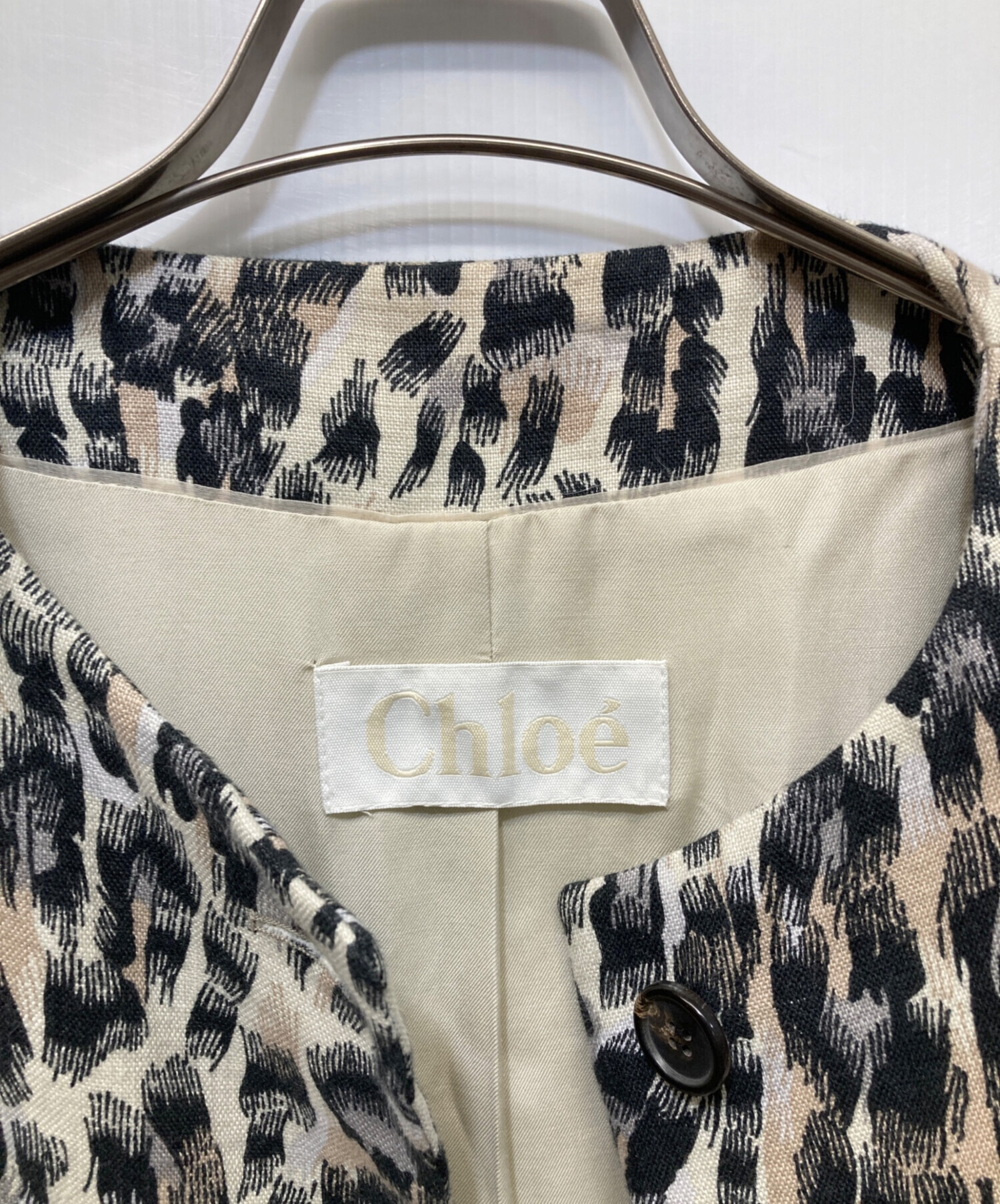 中古・古着通販】Chloe (クロエ) レオパードノーカラーコート ベージュ 