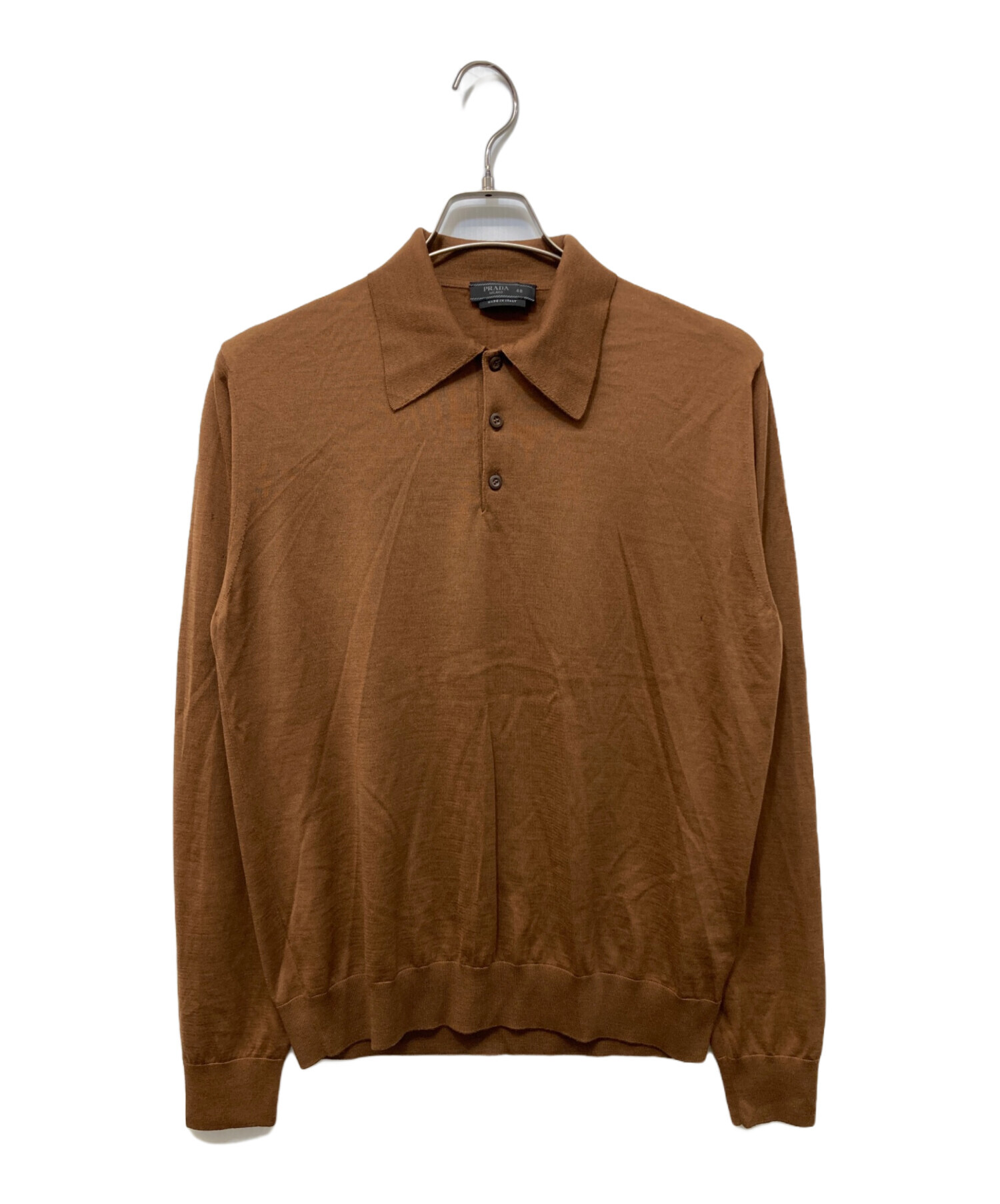 中古・古着通販】PRADA (プラダ) ポロカラーニット ブラウン サイズ:48 