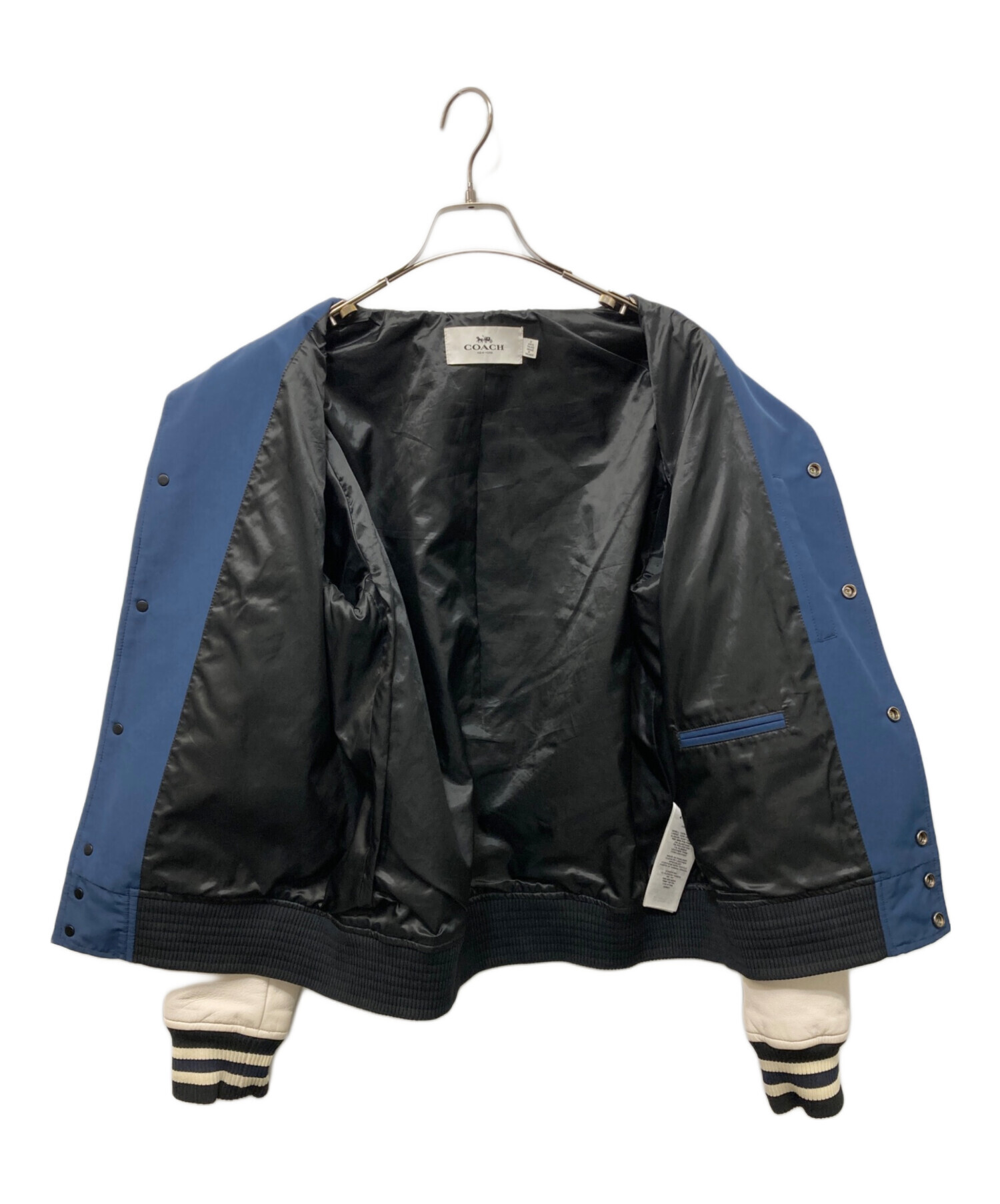 中古・古着通販】COACH (コーチ) 袖レザースタジャン ネイビー