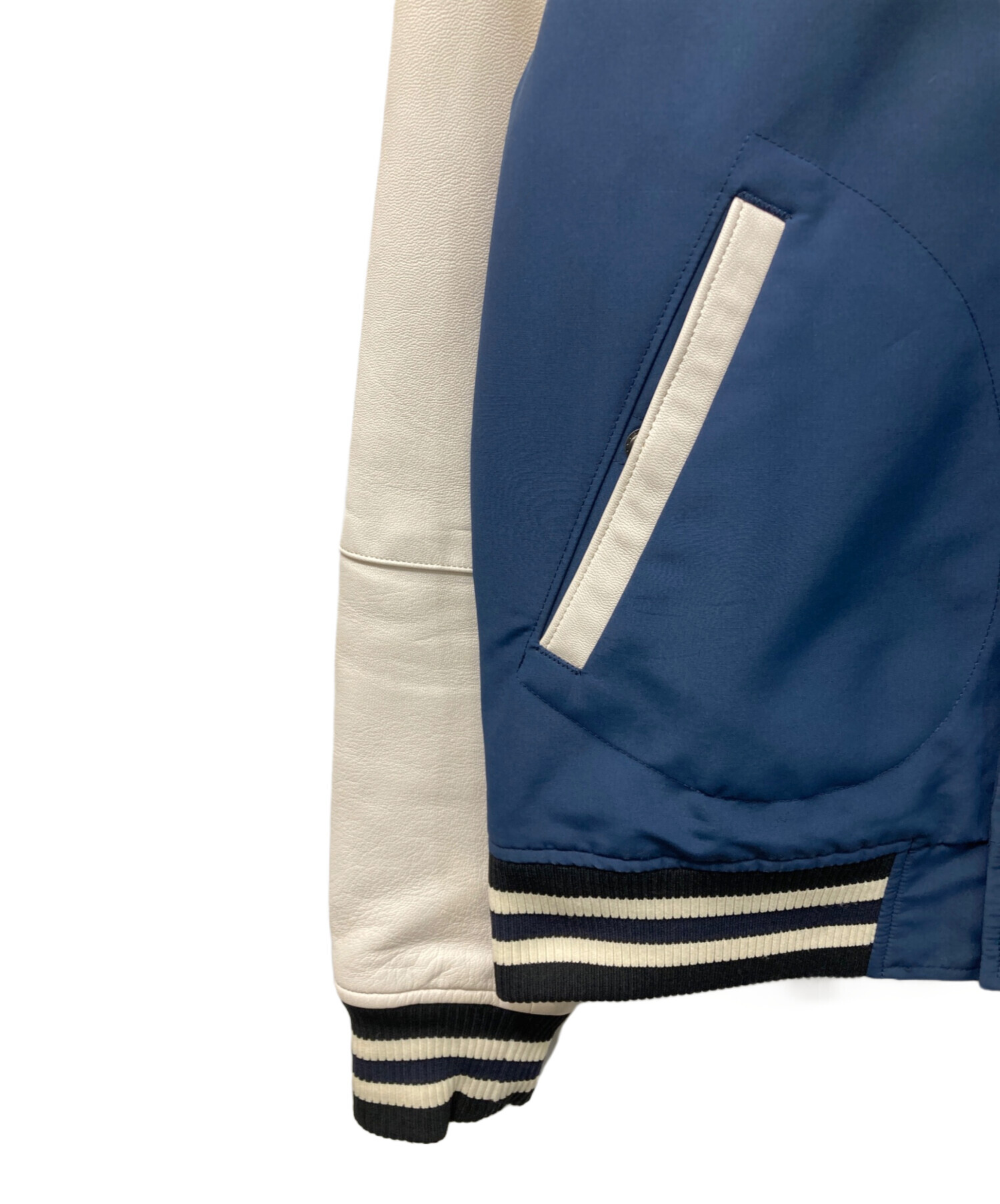 中古・古着通販】COACH (コーチ) 袖レザースタジャン ネイビー