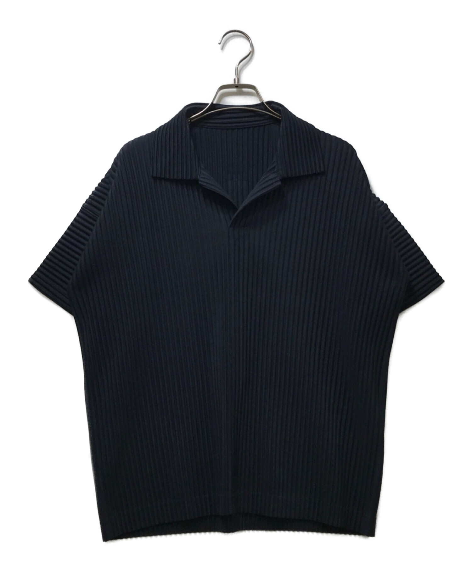 オムプリッセイッセイミヤケ　ネイビー　ポロシャツ　サイズ2 中古・古着通販】HOMME PLISSE ISSEY MIYAKE (オム プリッセ イッセイ
