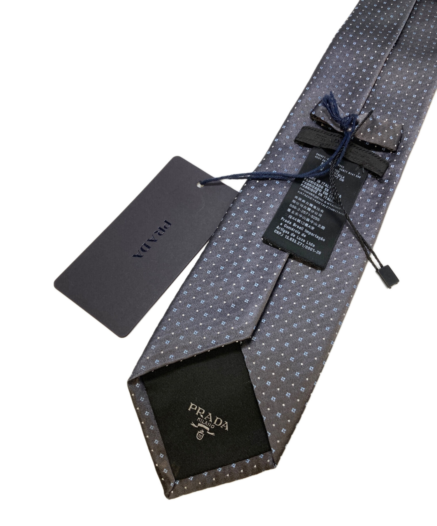 中古・古着通販】PRADA (プラダ) シルクジャガードネクタイ グレー