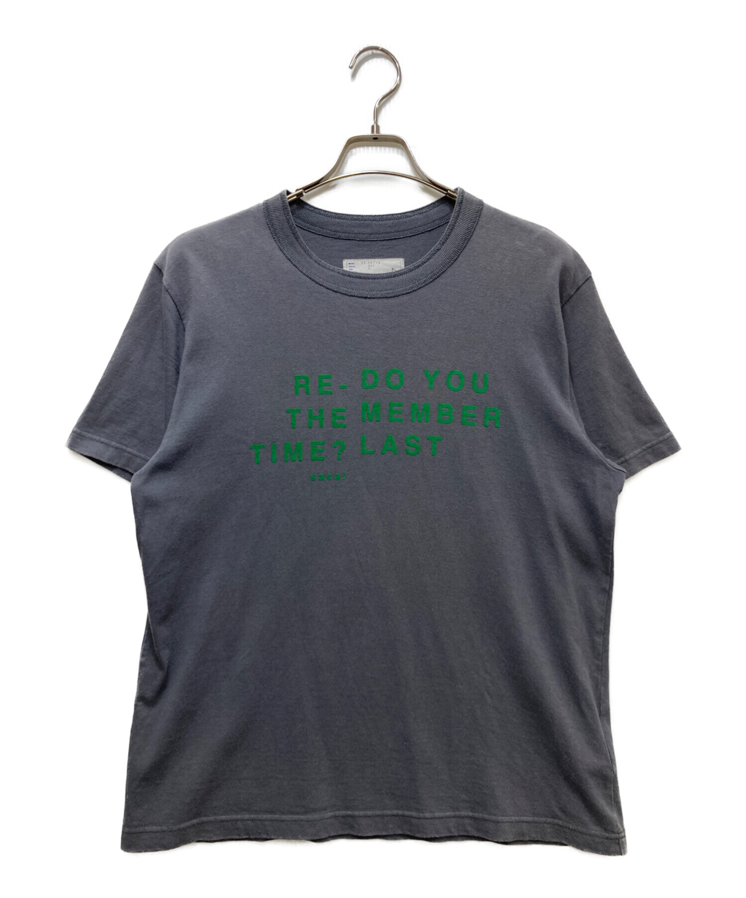 25SS Sacai Flock Print T-Shirt グレー サイズ5 中古・古着通販】sacai (サカイ) Flock Print T-Shirt グレー サイズ:2