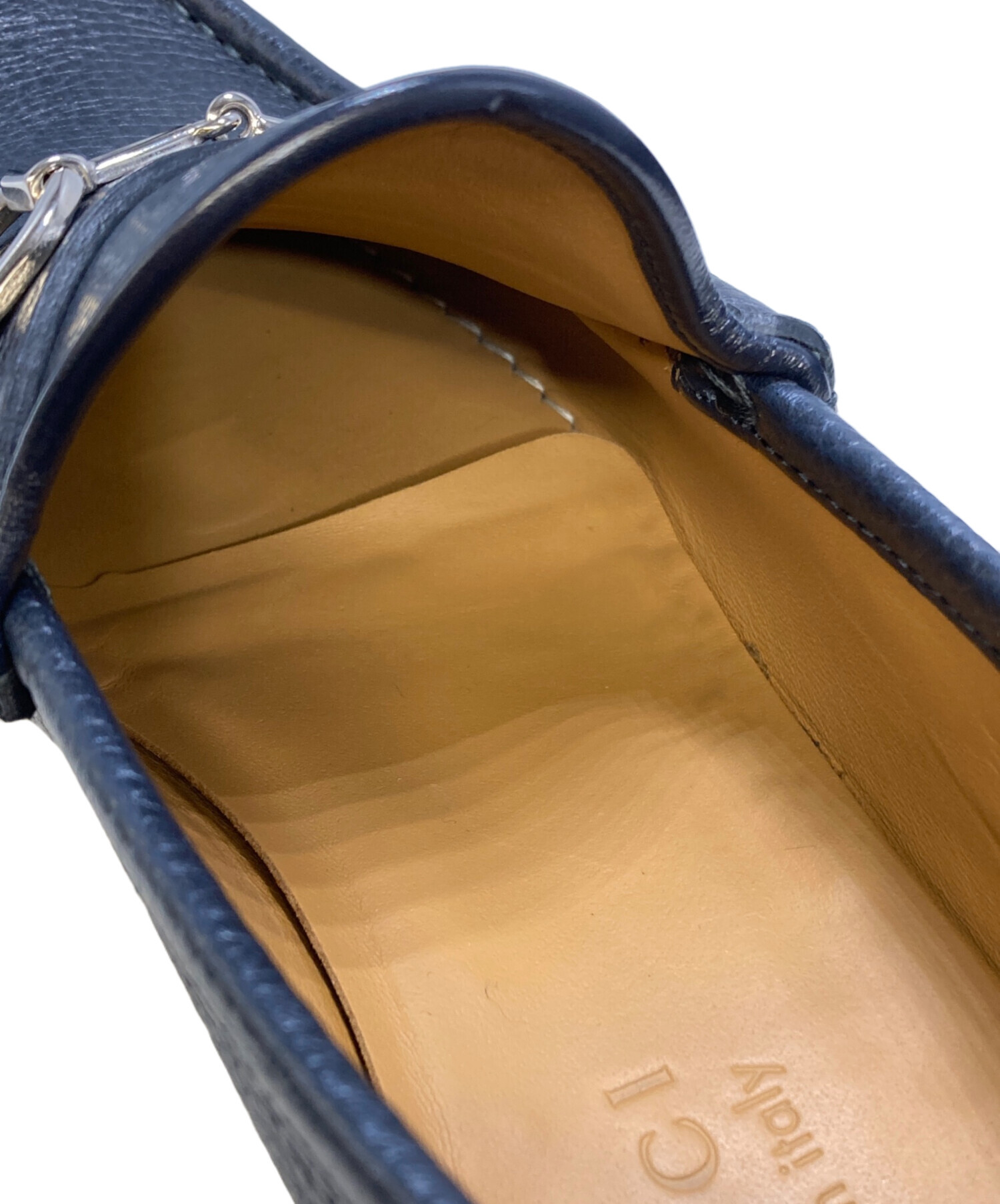 中古・古着通販】GUCCI (グッチ) ホースビットローファー ネイビー