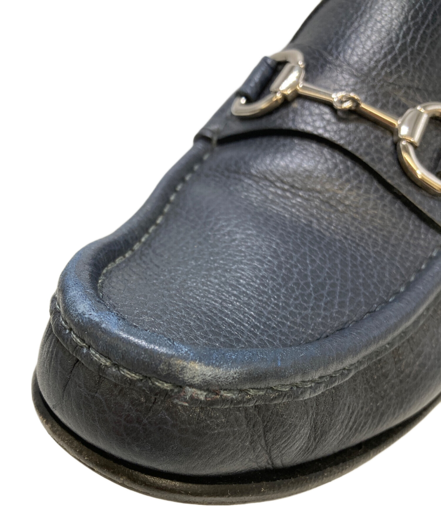 中古・古着通販】GUCCI (グッチ) ホースビットローファー ネイビー