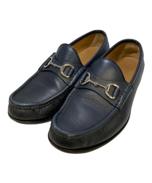 中古・古着通販】GUCCI (グッチ) ホースビットローファー ネイビー