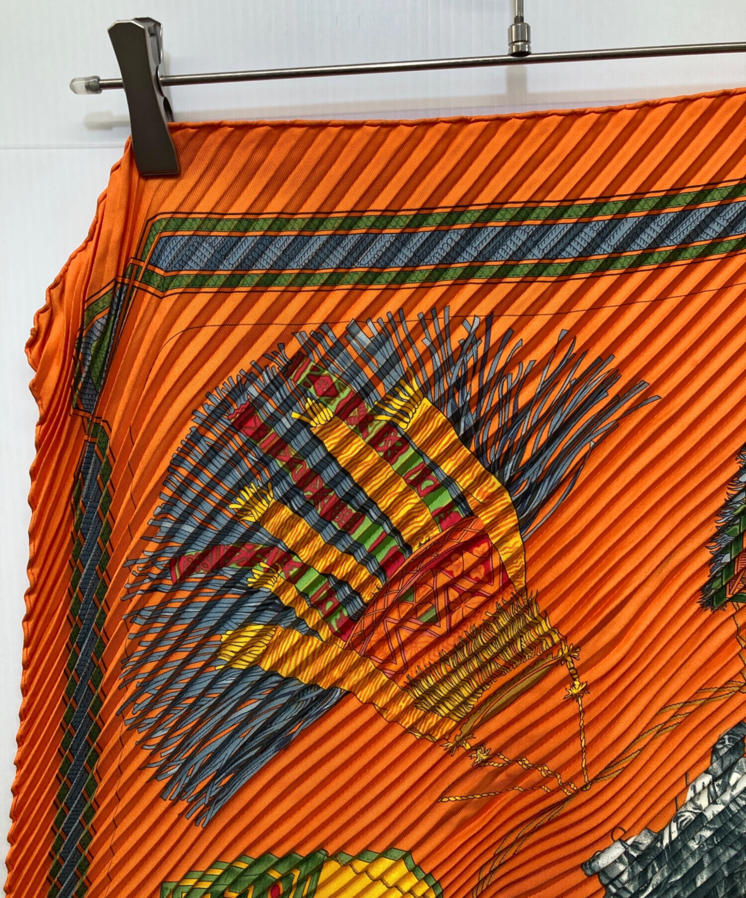 中古・古着通販】HERMES (エルメス) カレ90 プリーツスカーフ オレンジ